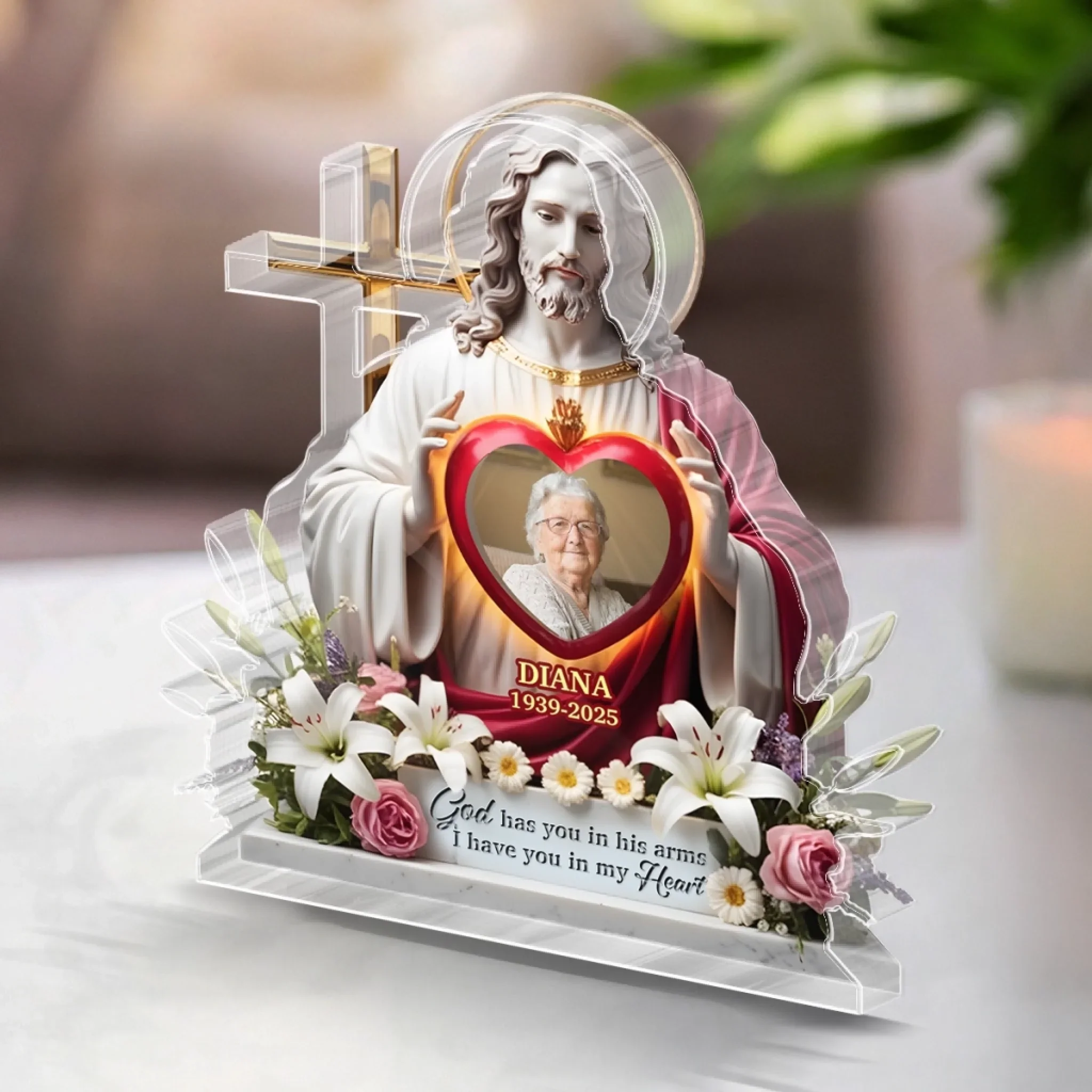 Custom Photo With Angels Now Resting - Memorial Personalized Custom Acrylic Plaque Custom Shape - Sympathy Gift For Family Members - Image 4