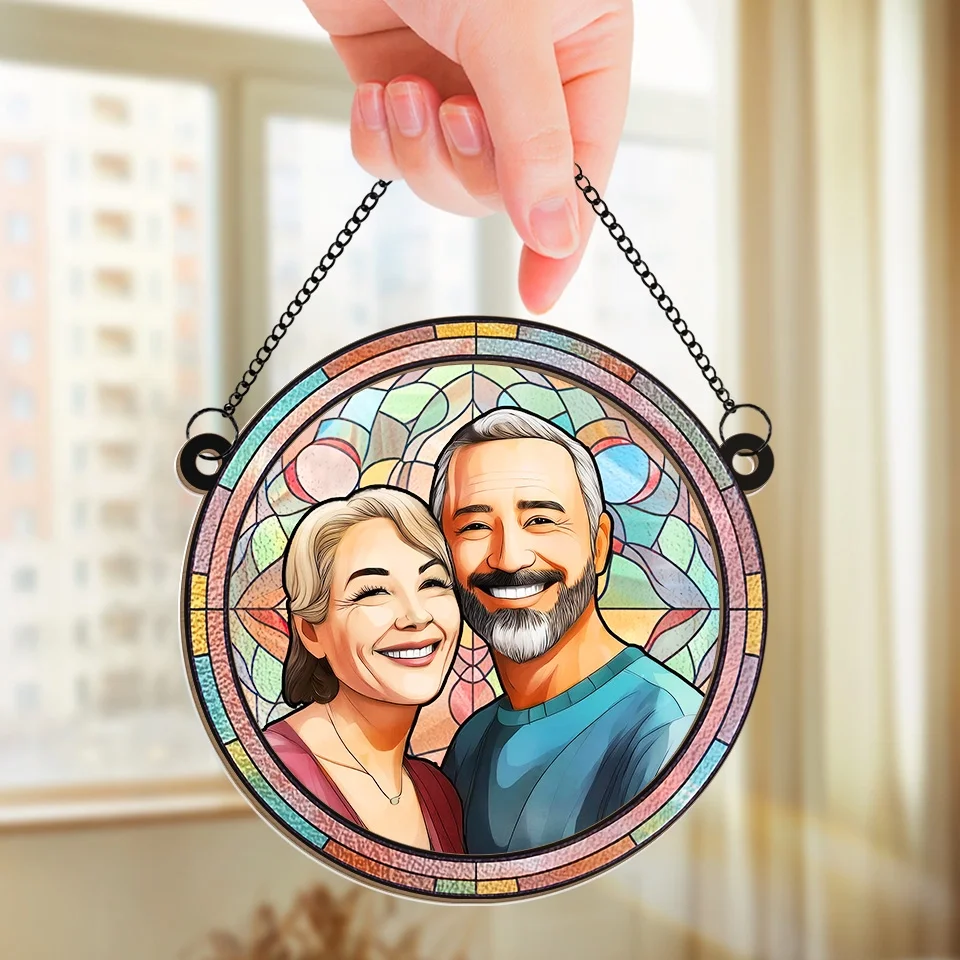 Custom Photo With You, I’m Home - Couple Personalized Window Hanging Suncatcher - Gift For Husband Wife, Anniversary - Image 3