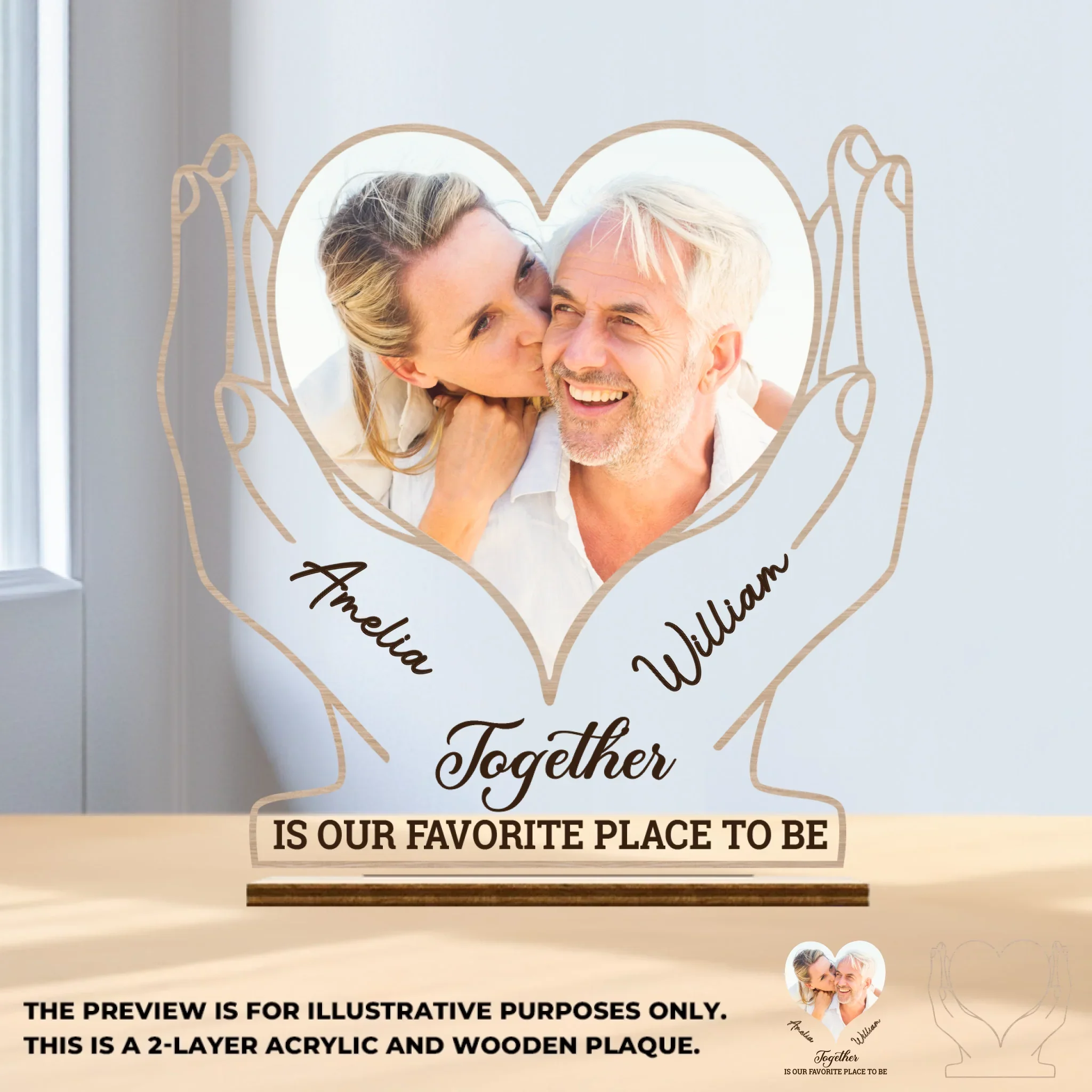 Custom Photo Wood & Acrylic Plaque - Personalized Anniversary Wedding Gifts For Husband And Wife, Him And Her - Together Is Everything - Image 2