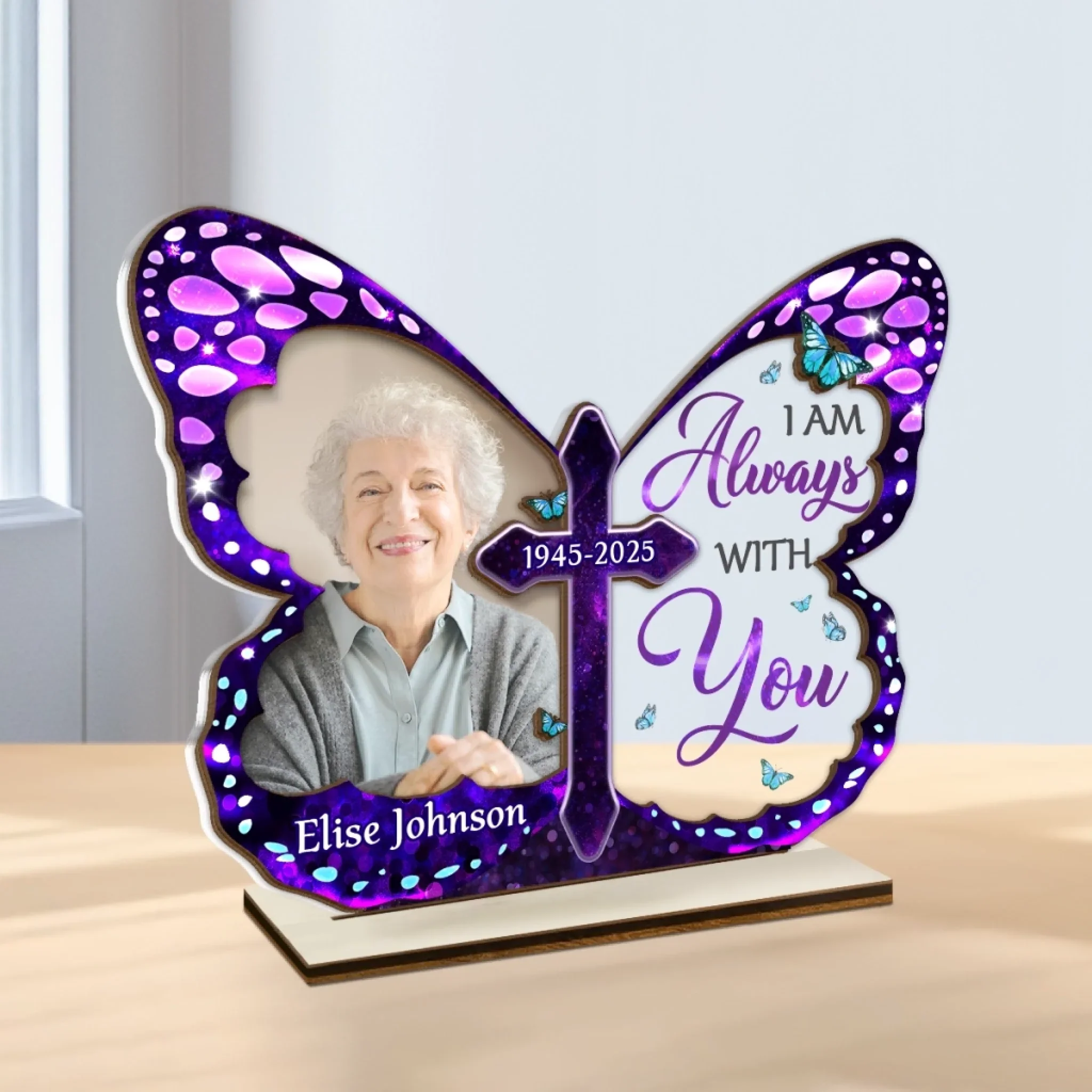 Custom Photo Wood & Acrylic Plaque - Personalized Memorial Sympathy Gifts For Loss Of Mom, Dad - I Am Always With You - Image 3