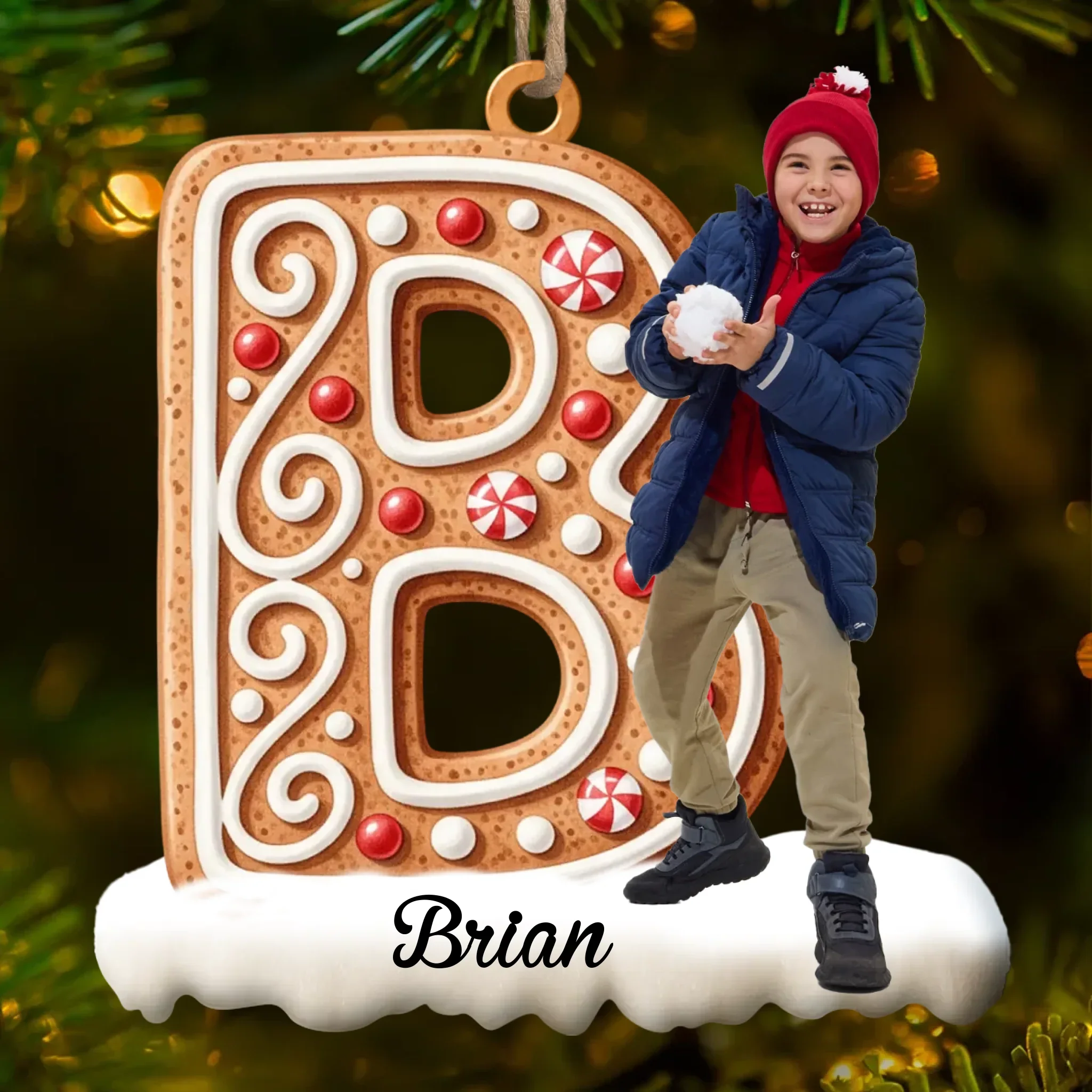 Custom Photo Wood Ornament - Personalized Christmas Birthday Gifts For Mom, Dad, Brother, Sister, Kids - Home Grows With Our Love - Image 2