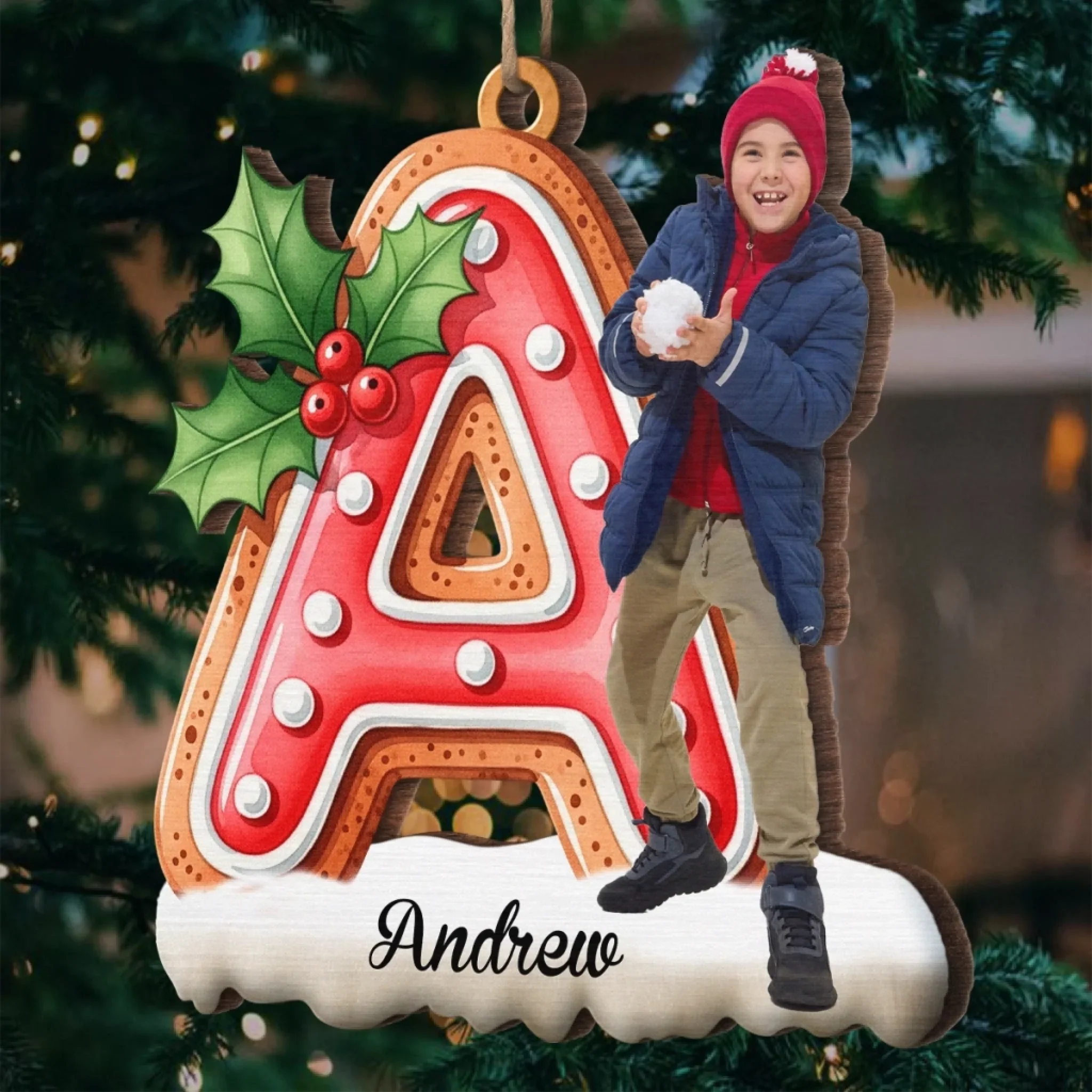 Custom Photo Wood Ornament - Personalized Christmas Birthday Gifts For Mom, Dad, Brother, Sister, Kids - Home Grows With Our Love - Image 5