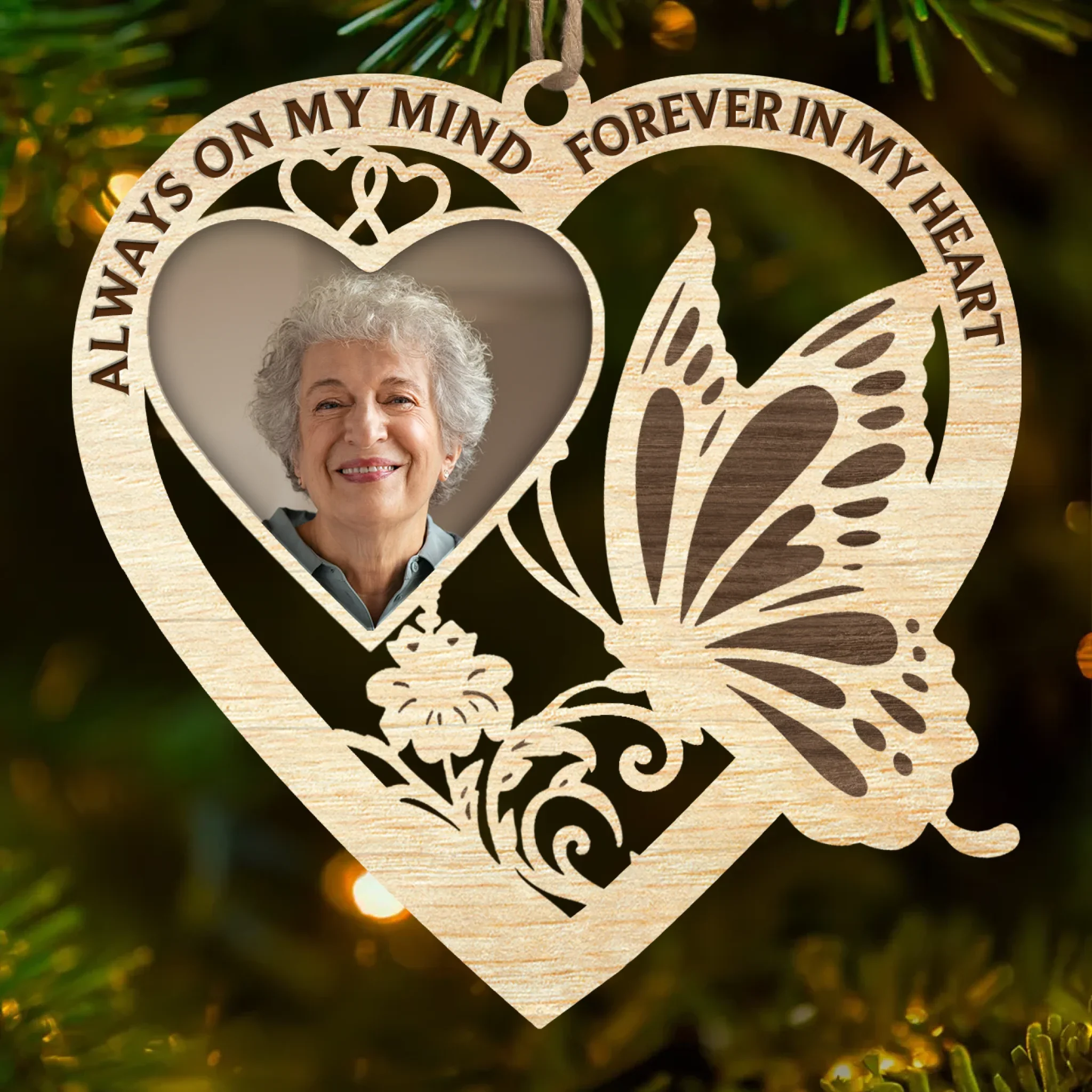 Custom Photo Wood Ornament - Personalized Christmas Memorial Sympathy Gifts For Loss Of Mom, Dad - In Loving Memory - Image 2