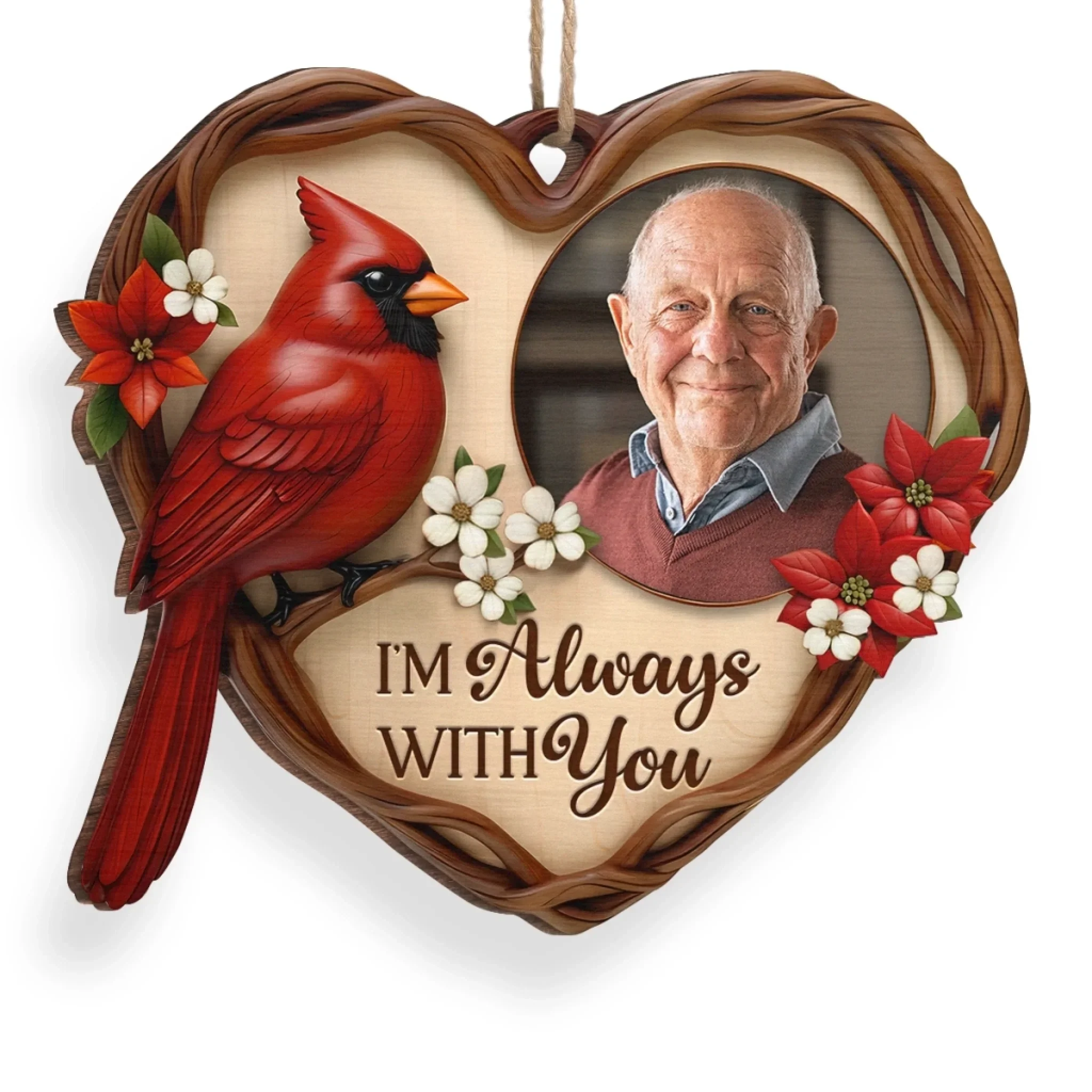 Custom Photo Wood Ornament - Personalized Christmas Memorial Sympathy Gifts For Loss Of Mom, Dad - Your Love Lights My Way - Image 3