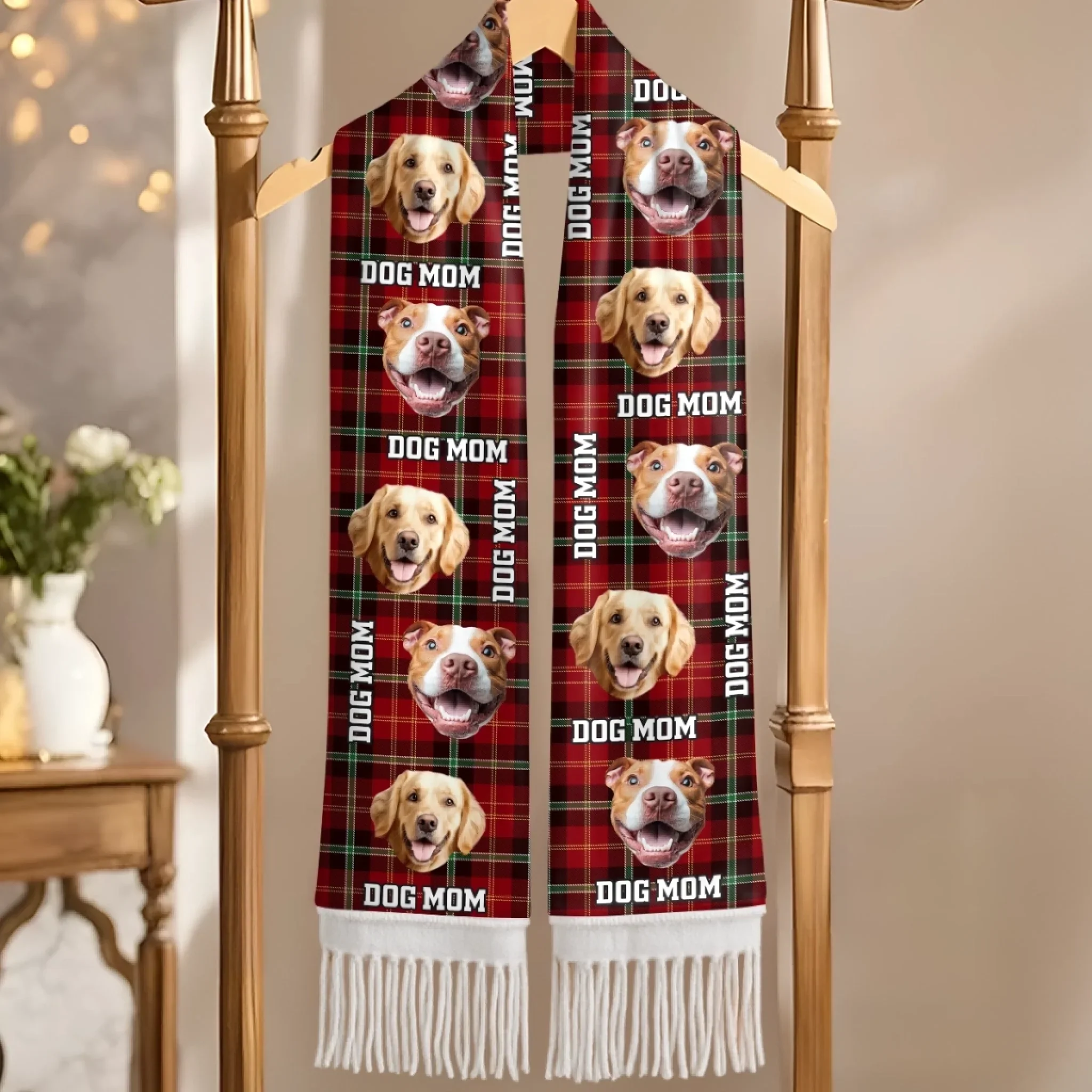 Custom Photo Wool Scarf With Tassel - Personalized  Christmas Birthday Gifts For Dog Cat Lovers, Dog Dad And Mom, Cat Owners - Fetch Queen - Image 6