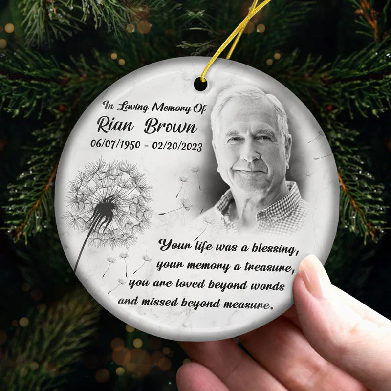 Custom Photo You Are At Peace - Memorial Personalized Custom Ornament - Ceramic Round Shaped - Christmas Gift, Sympathy Gift For Family Members - Image 4