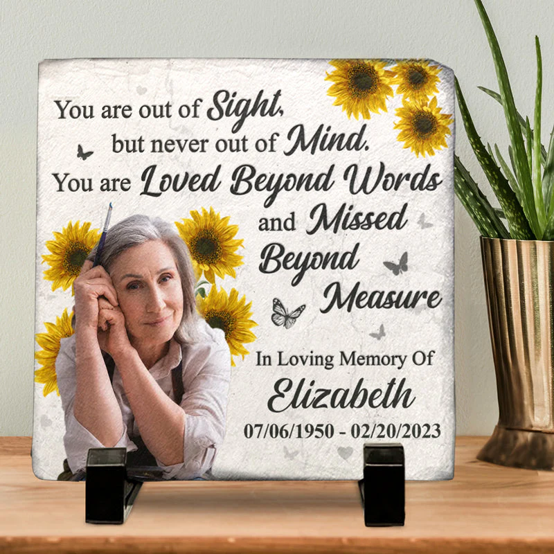 Custom Photo You Are Out Of Sight, But Never Out Of Mind - Memorial Personalized Custom Square Shaped Memorial Stone - Sympathy Gift For Family Members - Image 2