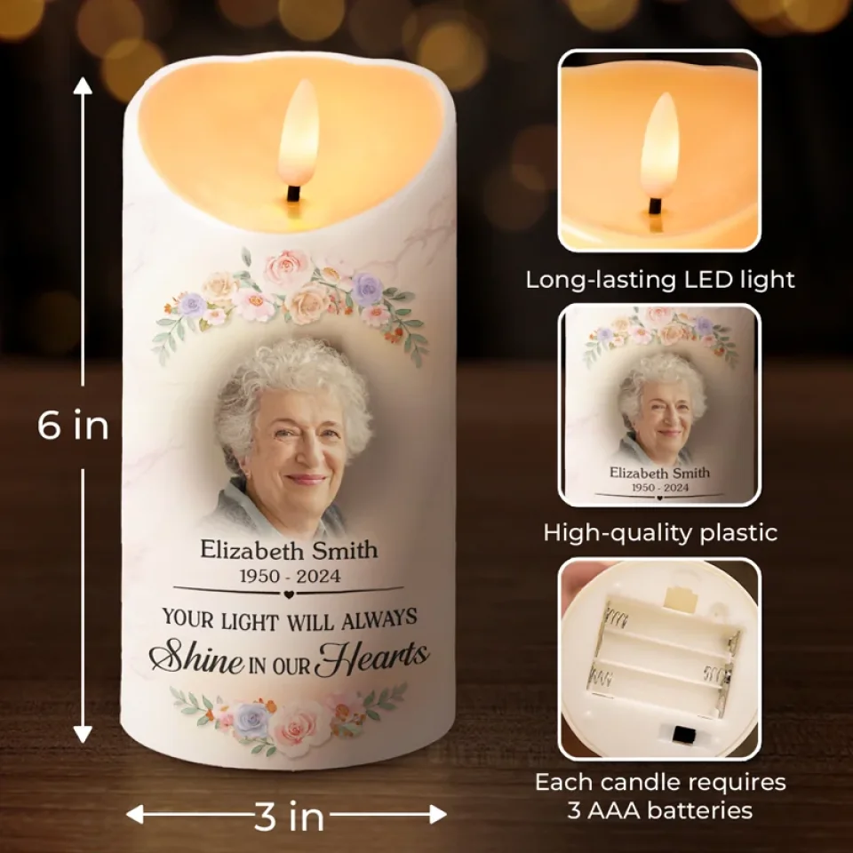 Custom Photo You Brought Joy To All Who Knew You - Memorial Personalized Custom LED Candle - New Arrival, Sympathy Gift, Christmas Gift For Family Members AMZ - Image 4