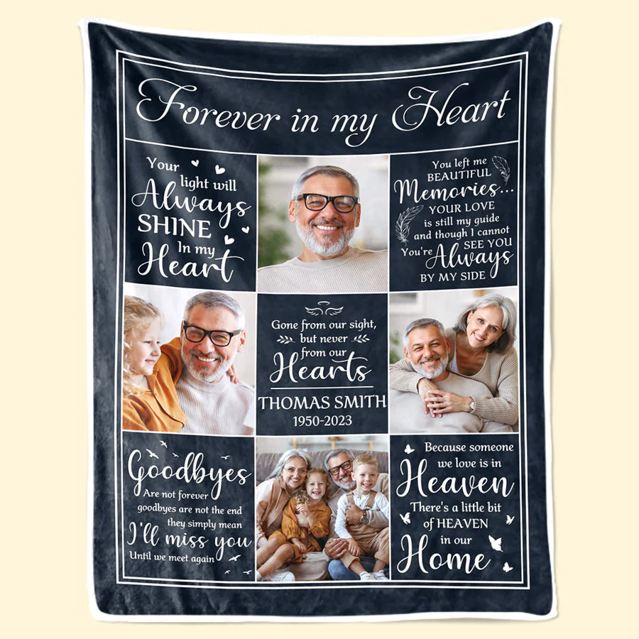 Custom Photo You Left Me Beautiful Memories - Memorial Personalized Custom Blanket - Sympathy Gift For Family Members - Image 2