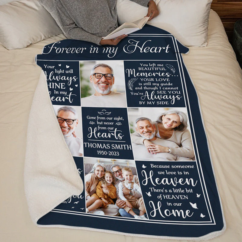 Custom Photo You Left Me Beautiful Memories - Memorial Personalized Custom Blanket - Sympathy Gift For Family Members - Image 4