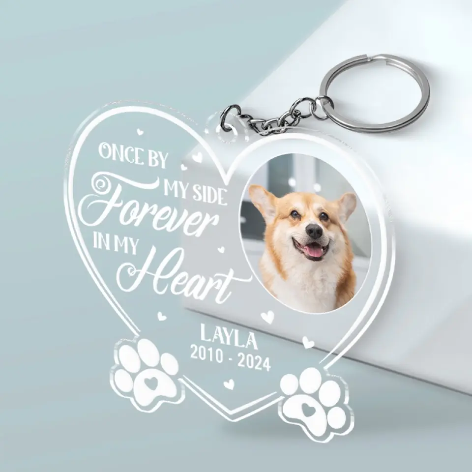 Custom Photo You Left Paw Prints On My Heart Forever - Memorial Personalized Custom Shaped Acrylic Keychain - Sympathy Gift For Pet Owners, Pet Lovers - Image 3