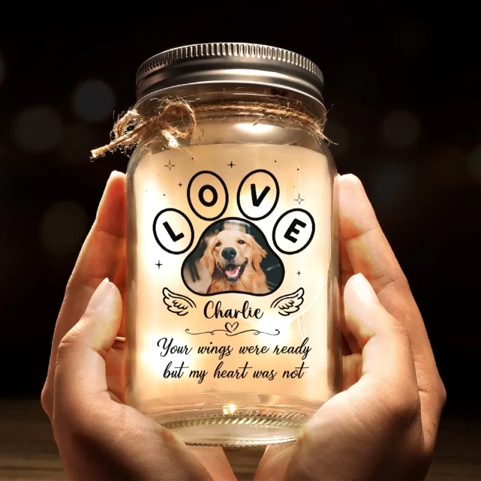 Custom Photo You Made Our Lives Whole - Memorial Personalized Custom Mason Jar Light - Sympathy Gift For Pet Owners, Pet Lovers - Image 6