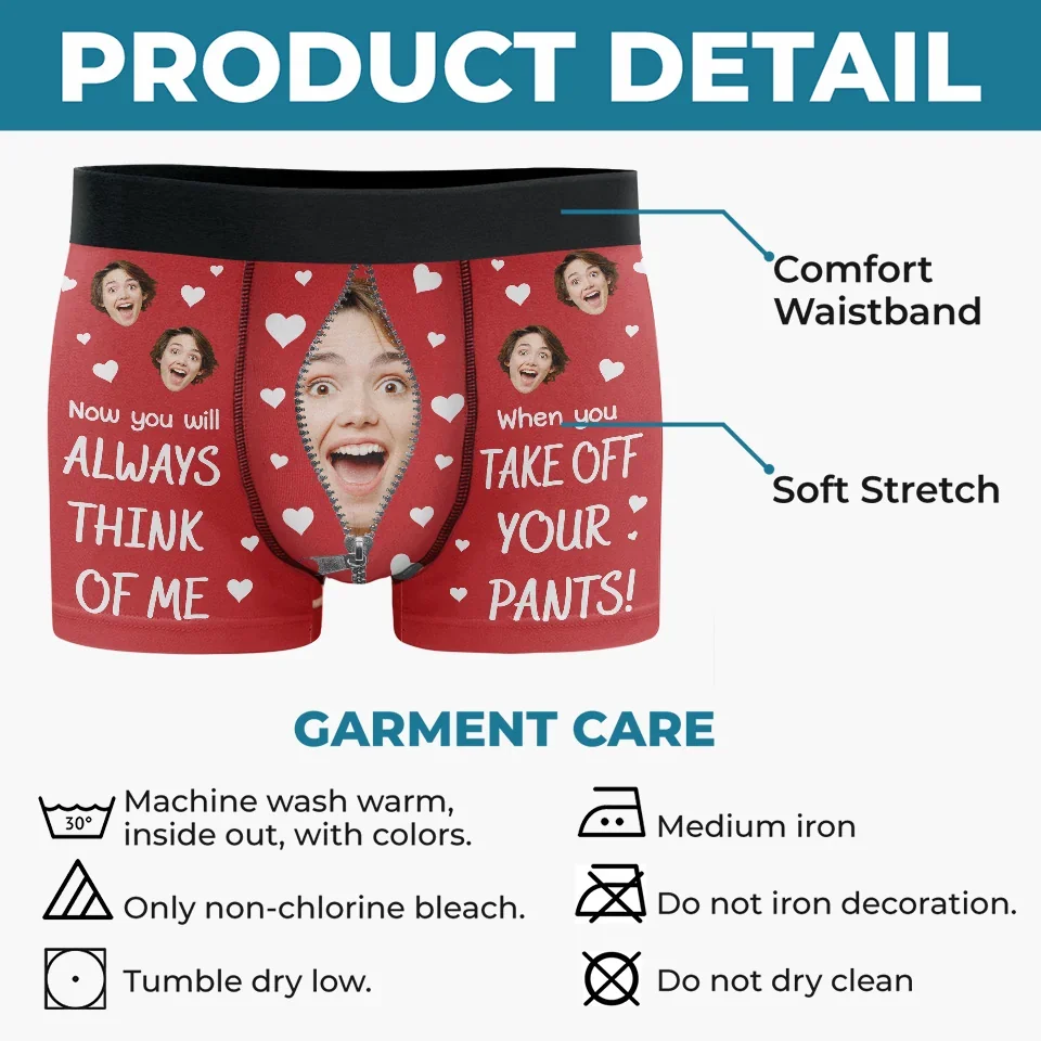 Custom Photo You Make My Heart Smile - Couple Personalized Custom Boxer Briefs, Men's Boxers - Gift For Husband Wife, Anniversary - Image 6