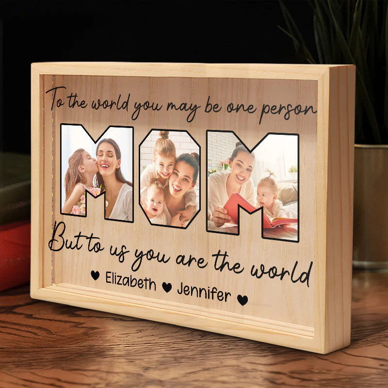 Custom Photo You Mean The World To Us - Family Personalized Custom Frame Light Box - Birthday Gift For Mom - Image 2