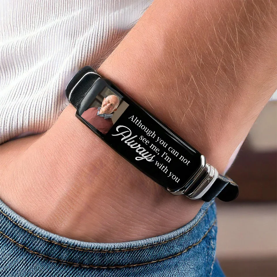 Custom Photo You Never Walk Alone - Memorial Personalized Custom Bracelet - Sympathy Gift For Family Members - Image 3