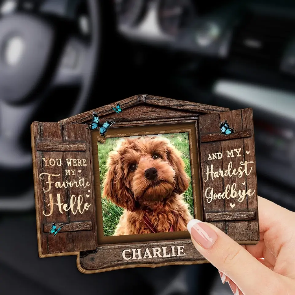 Custom Photo You Were My Favorite Hello - Memorial Personalized Custom Car Visor Clip - Sympathy Gift For Pet Owners, Pet Lovers - Image 3