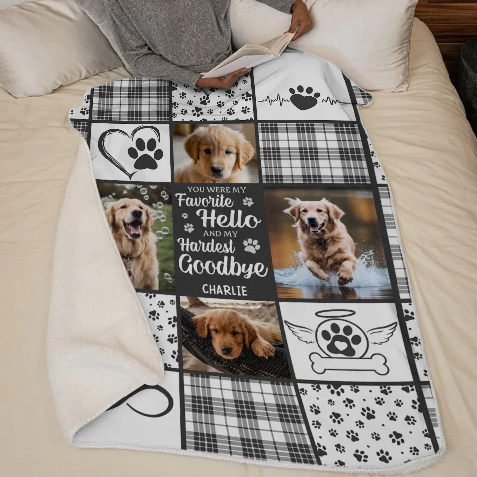 Custom Photo You Were My Sweetest Hello And Hardest Goodbye - Memorial Personalized Custom Blanket - Sympathy Gift For Pet Owners, Pet Lovers - Image 5