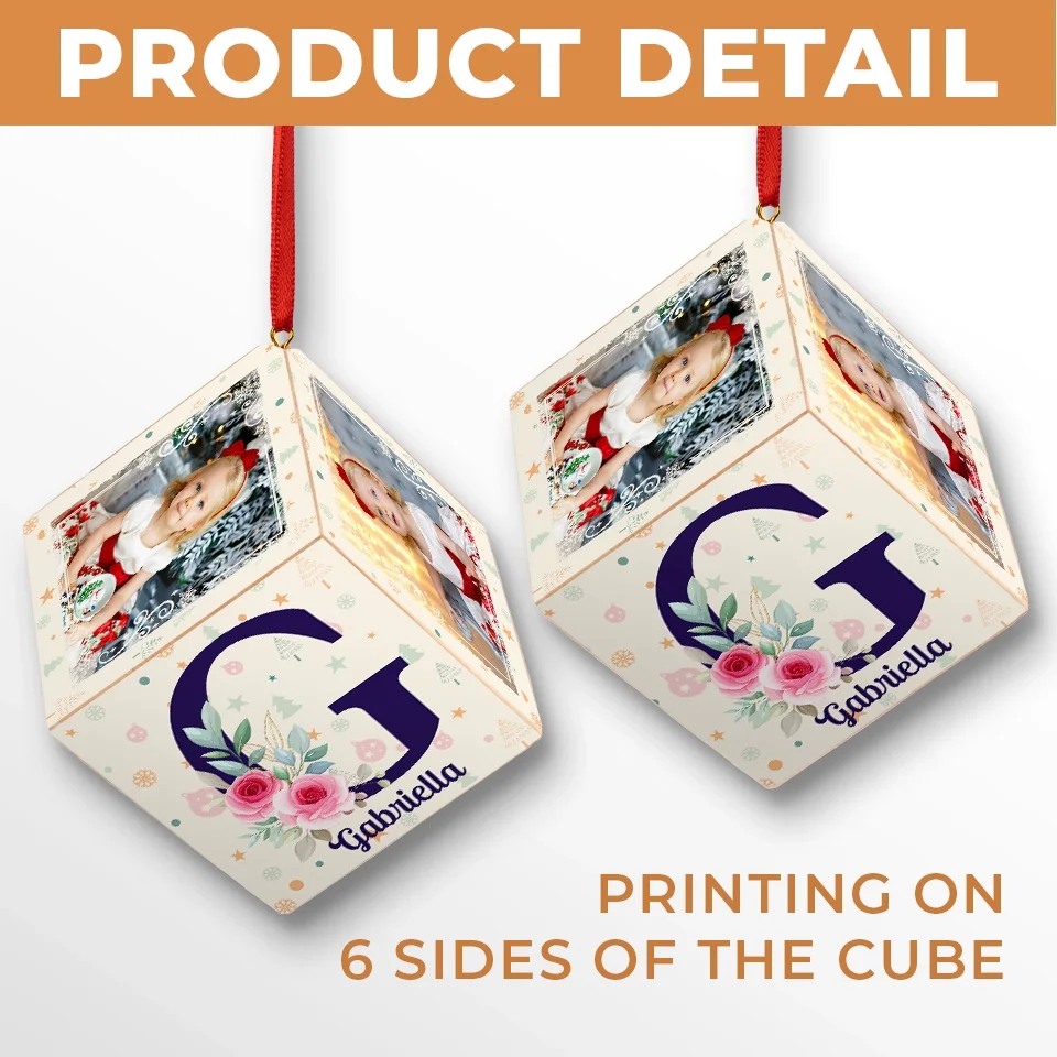 Custom Photo Your First Christmas Is Our Most Precious Gift - Family Personalized Custom Wooden Cube Ornament - Christmas Gift For Baby Kids, Newborn Baby - Image 5