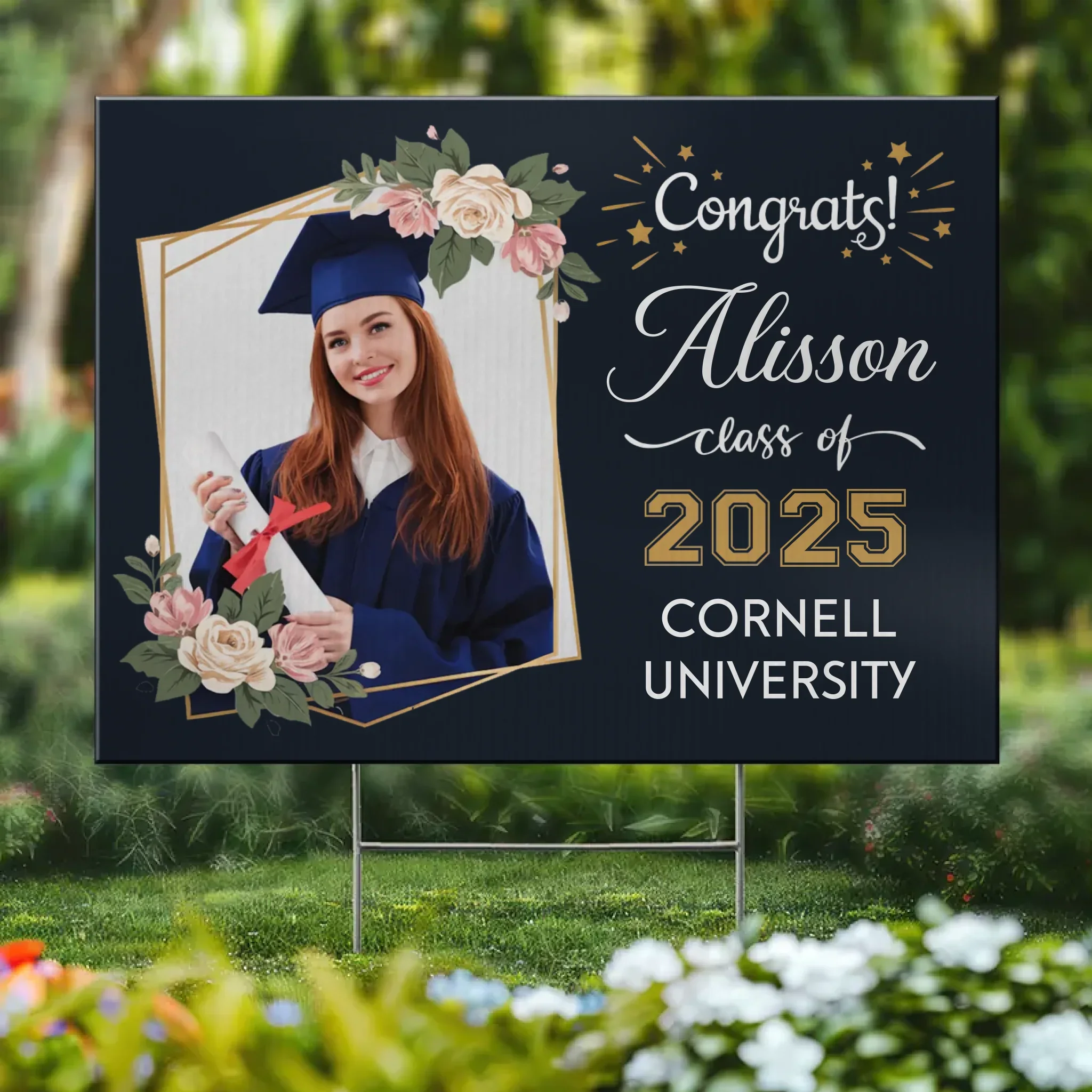 Custom Photo Your Journey To Success Starts Now - Family Personalized Custom Yard Sign - Graduation Gift For Family Members, Siblings, Brothers, Sisters - Image 2