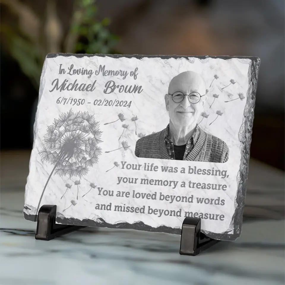Custom Photo Your Life Was A Blessing - Memorial Personalized Custom Rectangle Shaped Stone With Stand - Sympathy Gift For Family Members - Image 2
