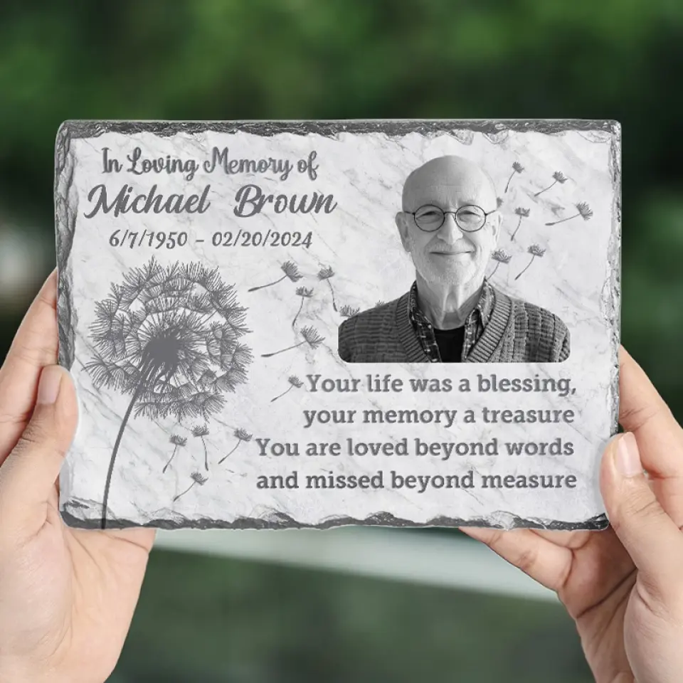 Custom Photo Your Life Was A Blessing - Memorial Personalized Custom Rectangle Shaped Stone With Stand - Sympathy Gift For Family Members - Image 3