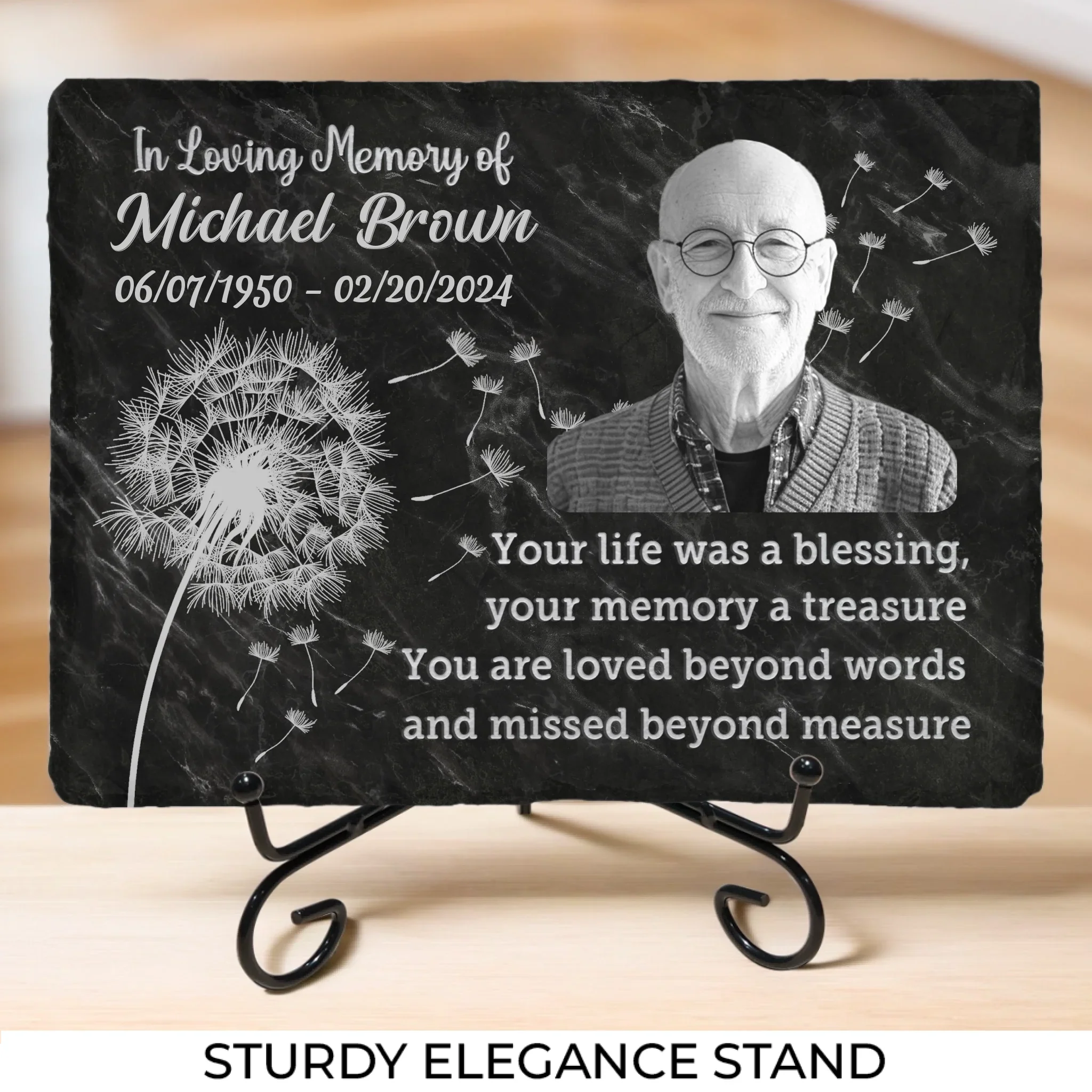 Custom Photo Your Life Was A Blessing - Memorial Personalized Custom Rectangle Shaped Stone With Stand - Sympathy Gift For Family Members - Image 4