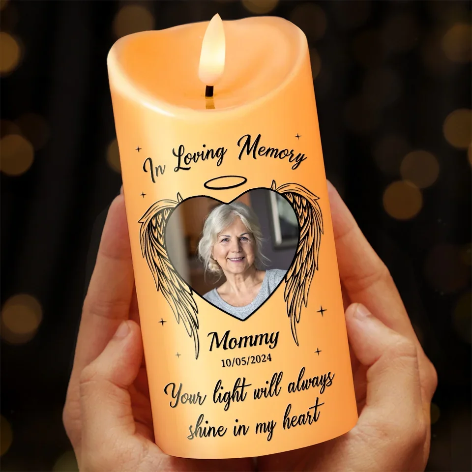 Custom Photo Your Light Will Always Shine In My Heart - Memorial Personalized Custom LED Candle - Christmas Gift, Sympathy Gift For Family Members - Image 3