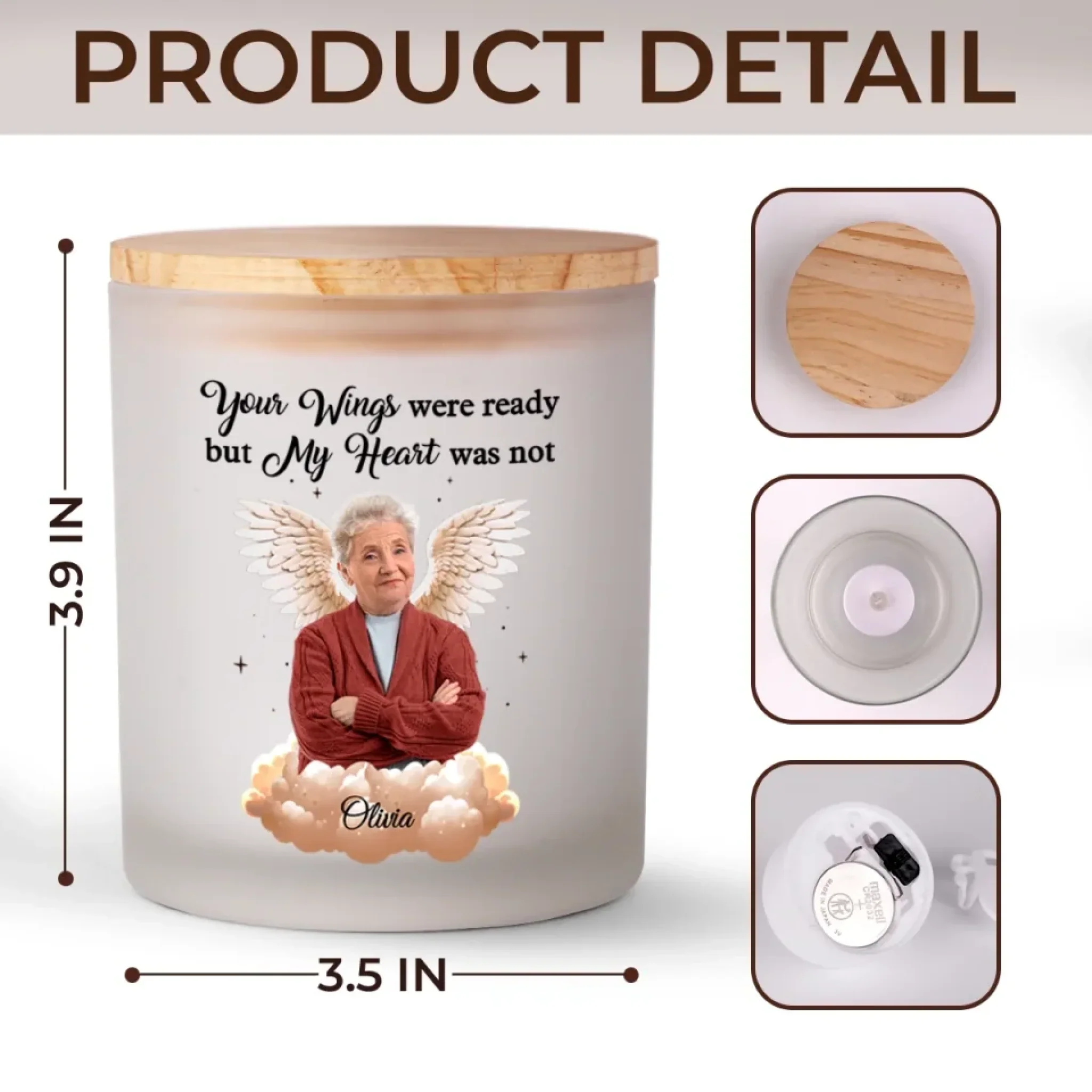 Custom Photo Your Light Will Always Shine In My Heart - Memorial Personalized Custom Printed Glass Jar With LED Candle - Sympathy Gift For Family Members - Image 5