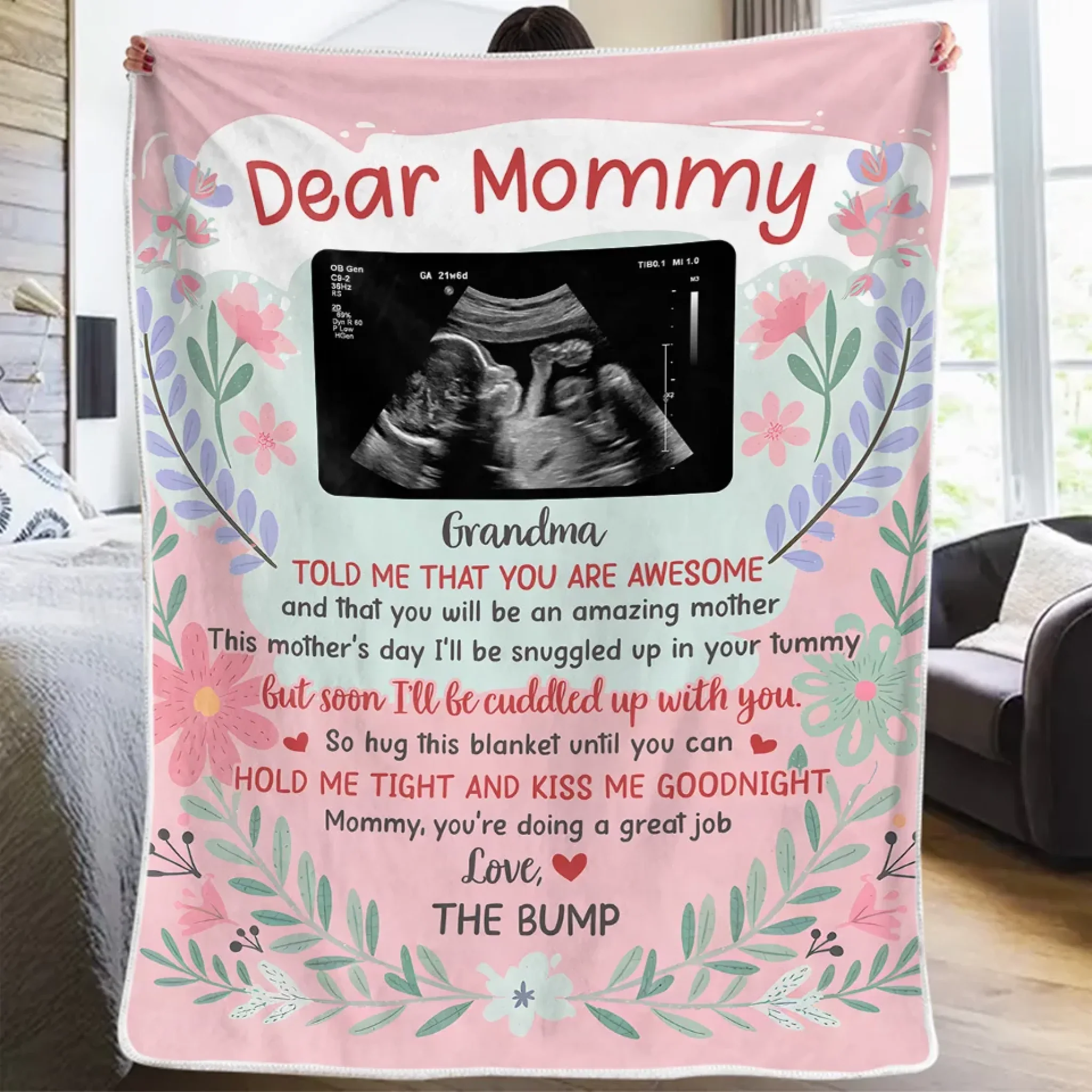 Custom Photo Your Little Kicks Are My Favorite Hugs - Family Personalized Custom Blanket - Baby Shower Gift, Gift For First Mom - Image 3