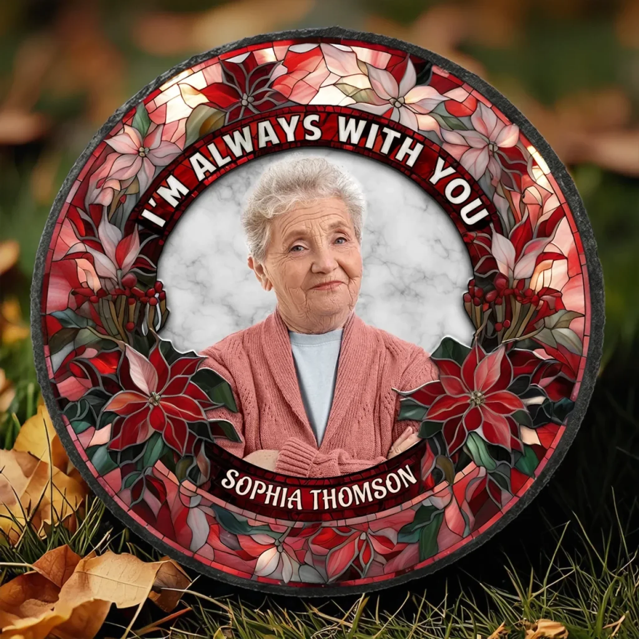 Custom Photo Your Love Lingers In The Little Things - Memorial Personalized Custom Round Shaped Stone With Stand - Sympathy Gift For Family Members - Image 7