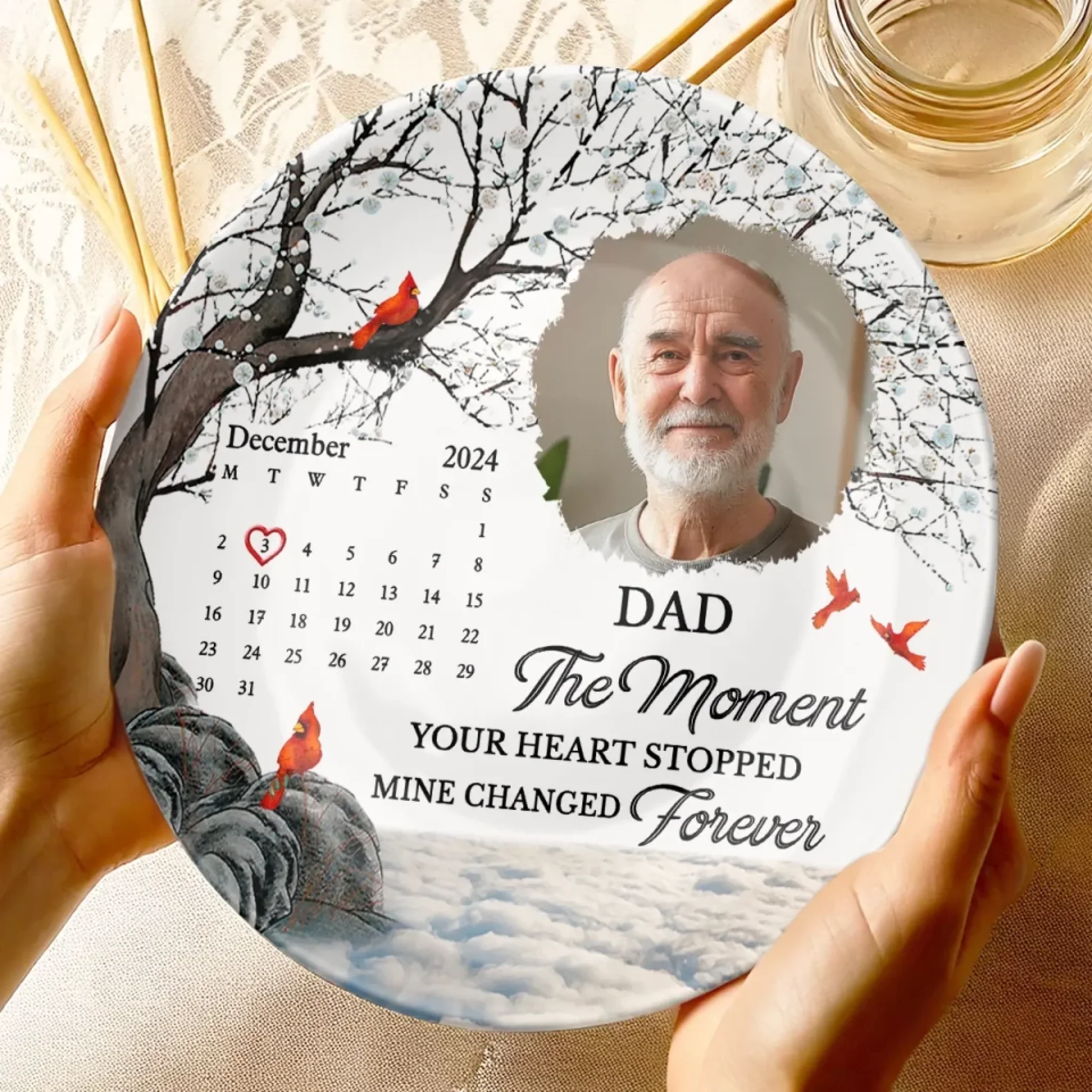 Custom Photo Your Memory Will Never Fade - Memorial Personalized Custom Ceramic Plate - Sympathy Gift For Family Members - Image 4