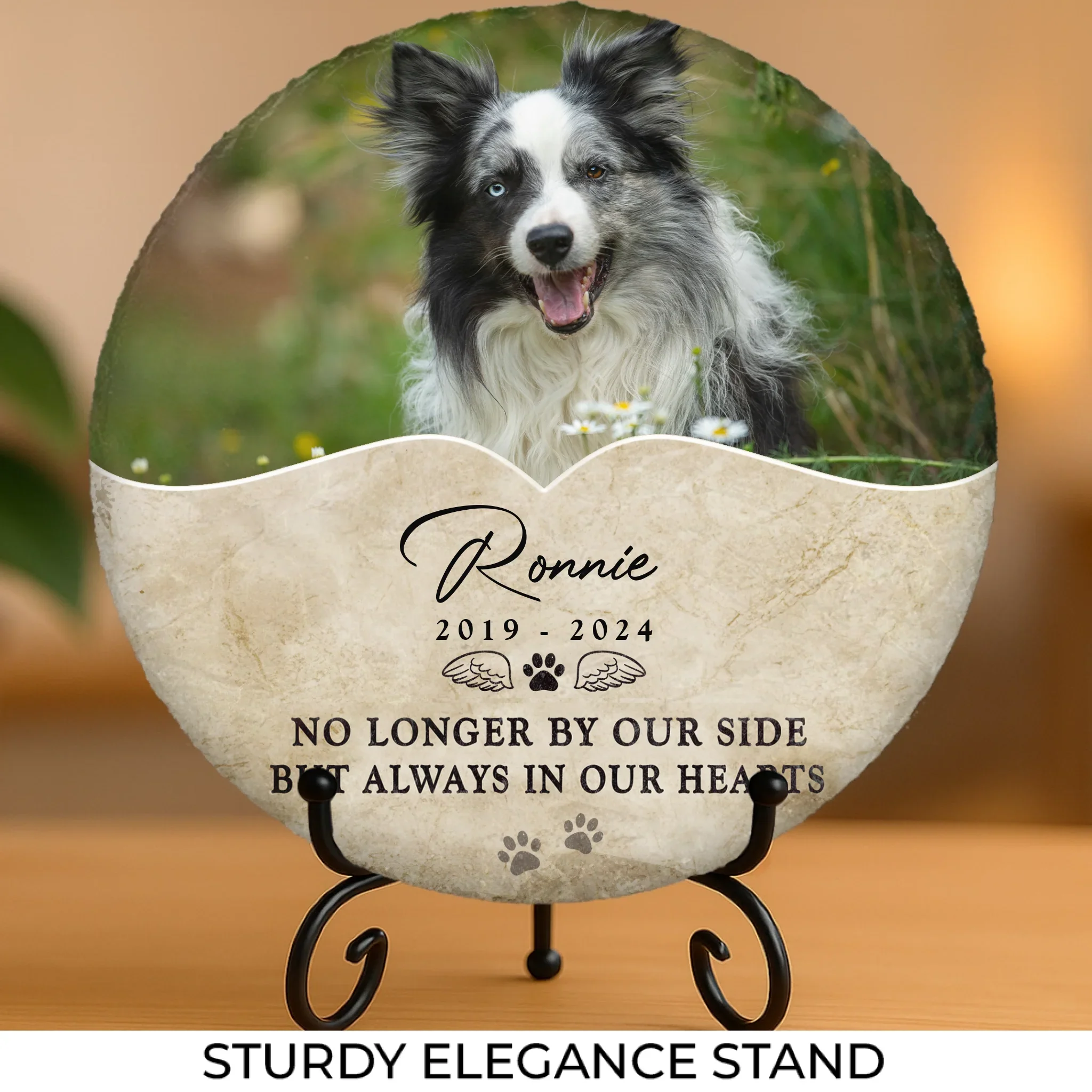 Custom Photo Your Paw Prints Are Forever Etched On My Soul - Memorial Personalized Custom Round Shaped Stone With Stand - Sympathy Gift For Pet Owners, Pet Lovers - Image 2