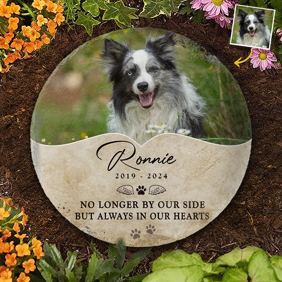 Custom Photo Your Paw Prints Are Forever Etched On My Soul - Memorial Personalized Custom Round Shaped Stone With Stand - Sympathy Gift For Pet Owners, Pet Lovers - Image 6