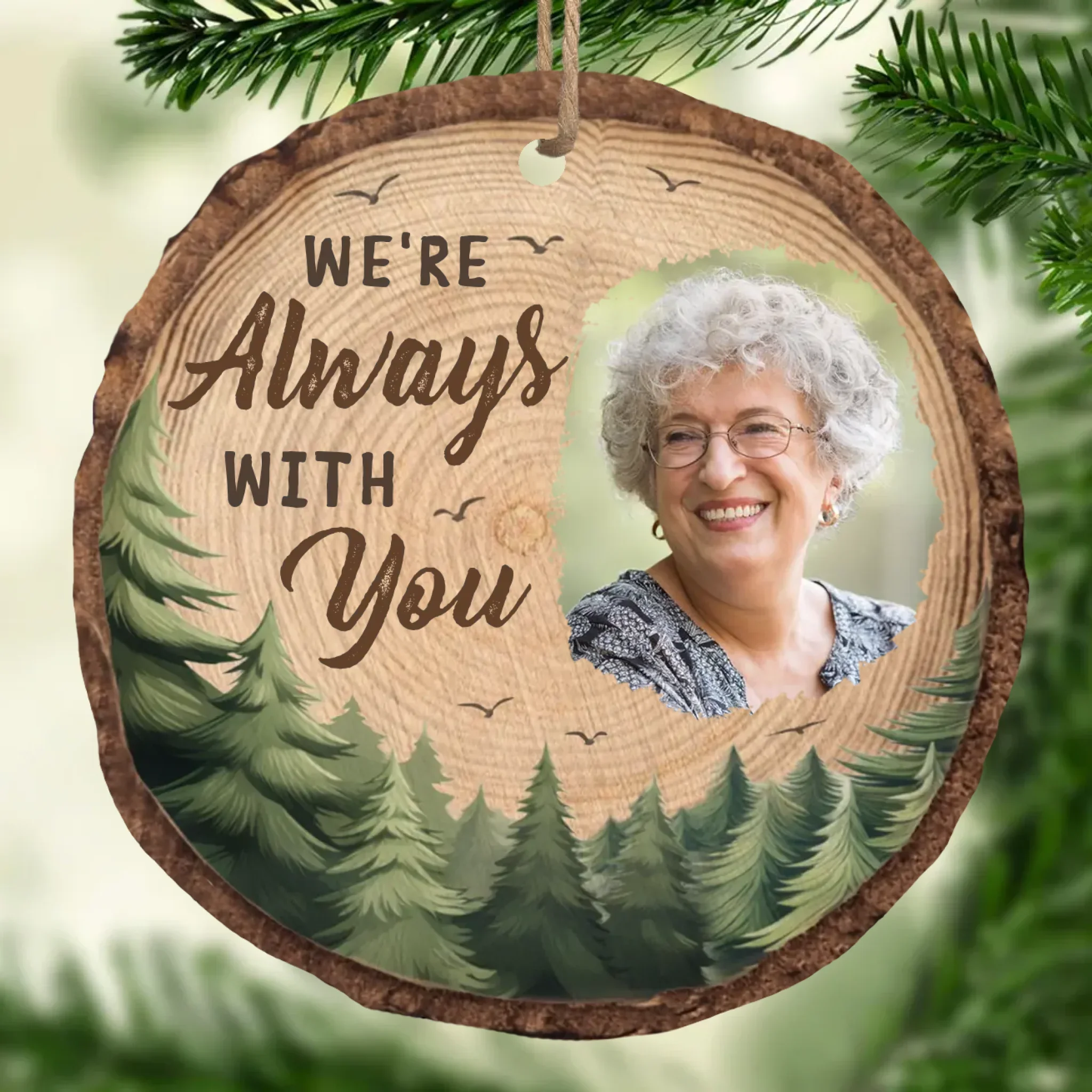 Custom Photo Your Spirit Lives On In Our Hearts - Memorial Personalized Custom Ornament - Wood Custom Shaped - Sympathy Gift, Christmas Gift For Family Members - Image 2