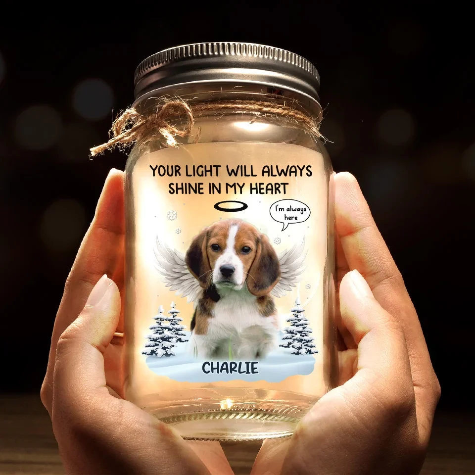 Custom Photo Your Spirit Will Always Run Free - Memorial Personalized Custom Mason Jar Light - Sympathy Gift For Pet Owners, Pet Lovers - Image 6