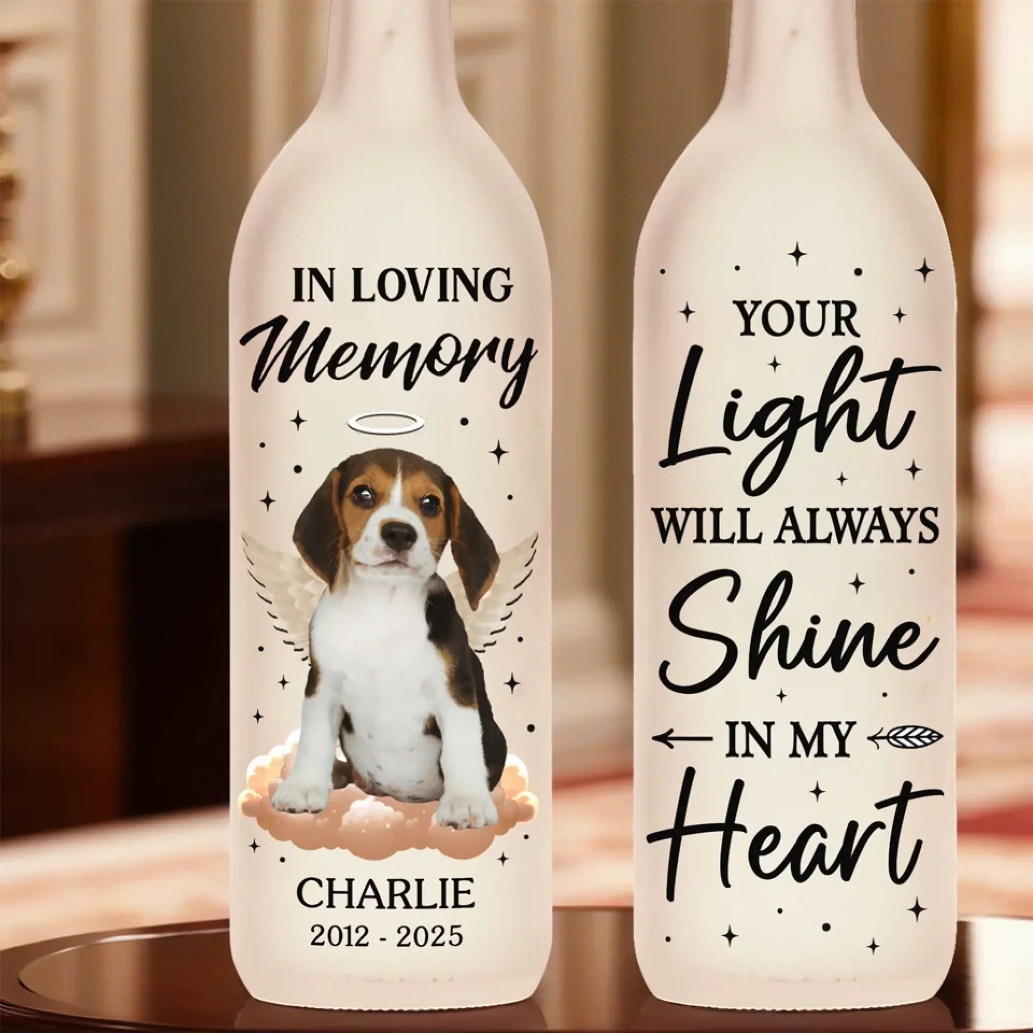 Custom Photo Your Wings Were Ready But My Heart Was Not - Memorial Personalized Custom Bottle Lamp - Sympathy Gift For Pet Owners, Pet Lovers - Image 4