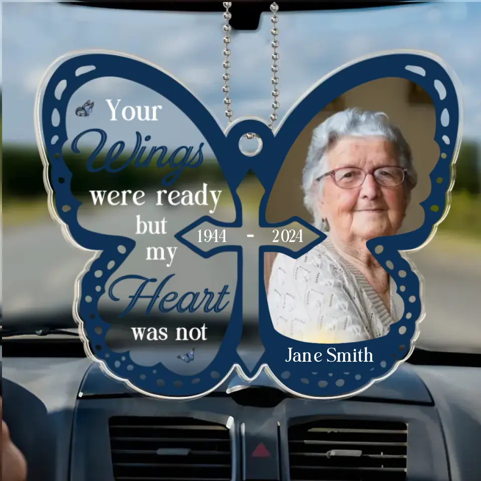 Custom Photo Your Wings Were Ready - Memorial Personalized Custom Car Ornament - Acrylic Custom Shaped - Sympathy Gift For Family Members - Image 2
