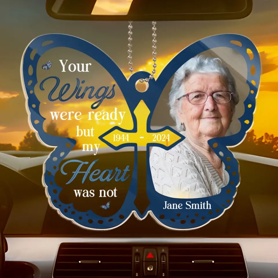 Custom Photo Your Wings Were Ready - Memorial Personalized Custom Car Ornament - Acrylic Custom Shaped - Sympathy Gift For Family Members - Image 3