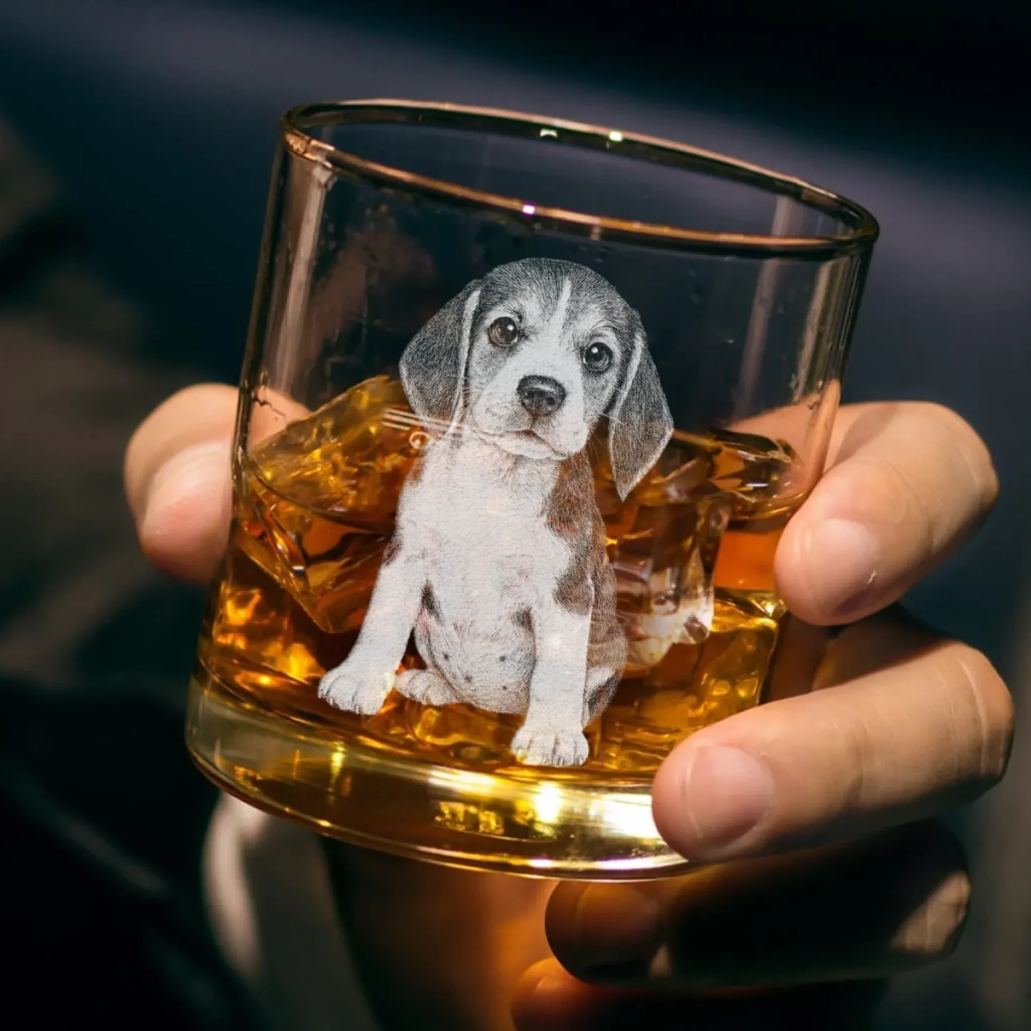 Custom Photo You're My Always And Forever - Memorial Personalized Custom Whiskey Glass With Bottom And Side Engraving - Sympathy Gift For Pet Owners, Pet Lovers - Image 3