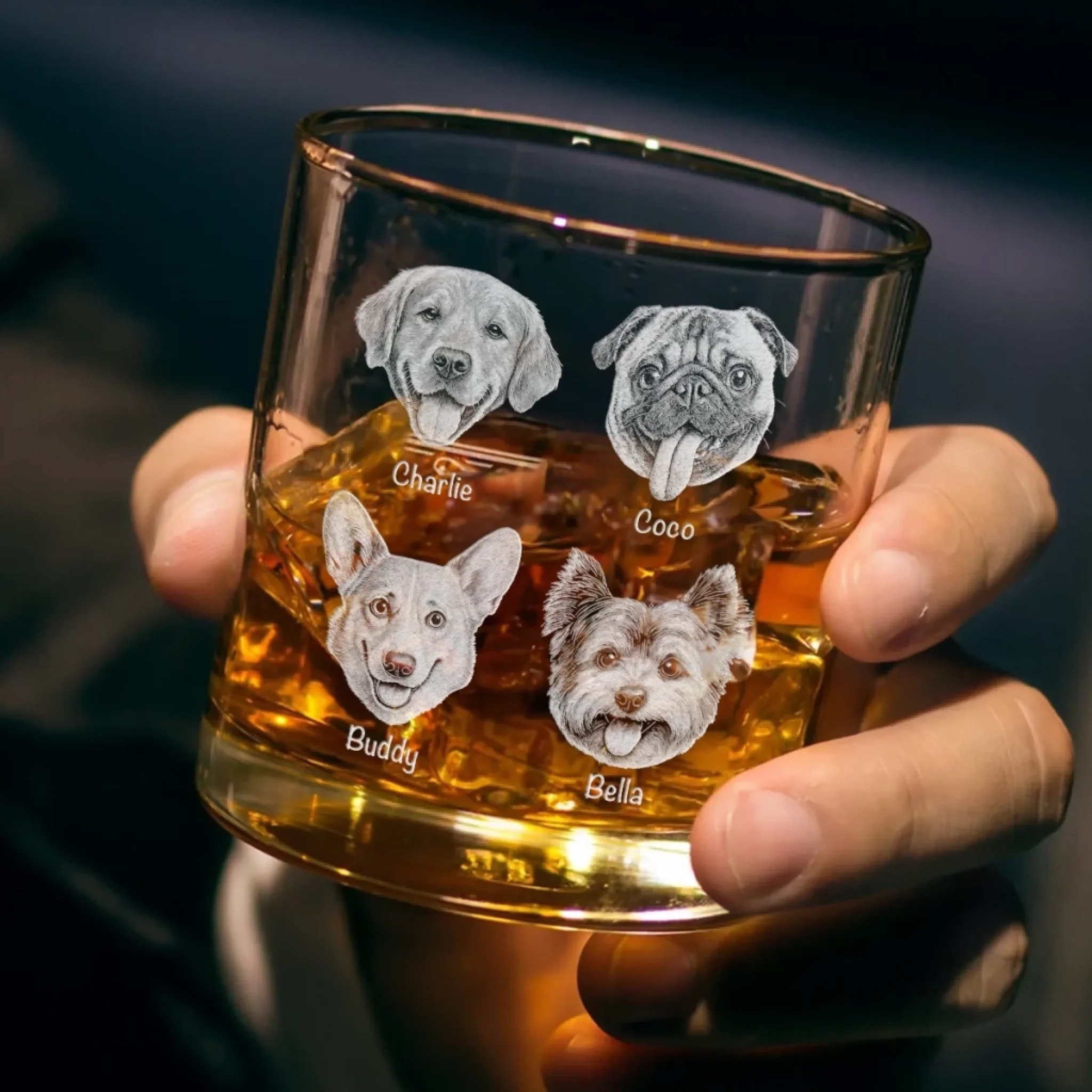 Custom Photo You're Pawsitively The Best, Dad - Dog & Cat Personalized Custom Whiskey Glass With Bottom And Side Engraving - Father's Day,  Gift For Dad, Pet Owners, Pet Lovers - Image 3