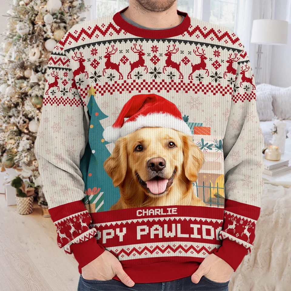 Custom Photo You're The Best Present Ever - Dog & Cat Personalized Custom Ugly Sweatshirt - Unisex Wool Jumper - Christmas Gift For Pet Owners, Pet Lovers - Image 3