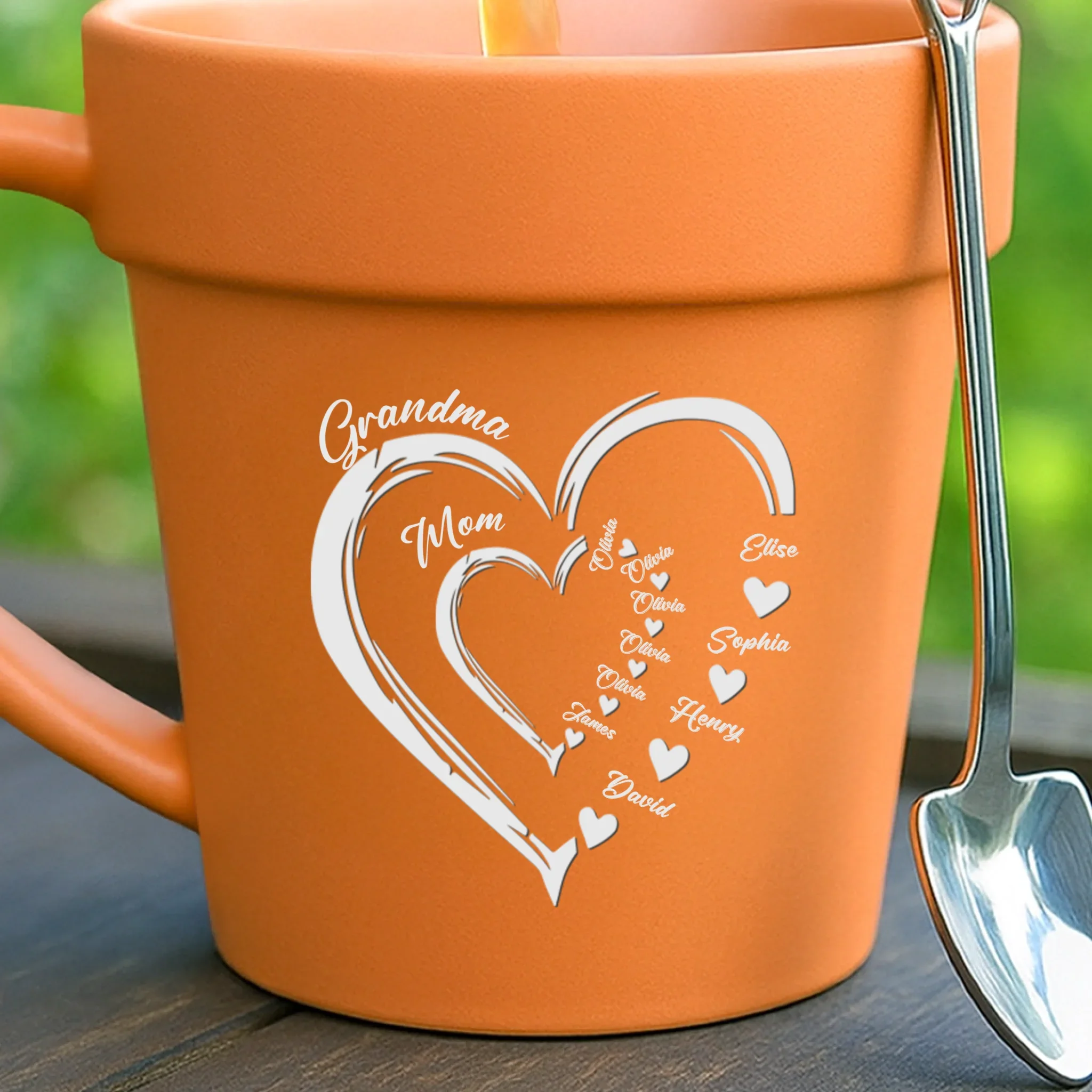 Custom Plant Pot Ceramic Mug - Personalized Garden Gifts For Gardeners, Mom, Grandma - Love Grows Through Every Generation -  Flower Pot Mug - Image 2