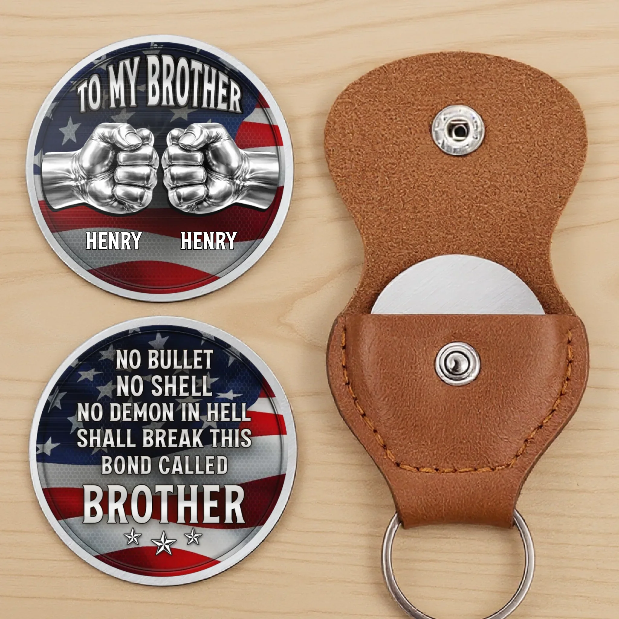Custom Pocket Hug - Personalized America 250th Anniversary Gifts For Brother - Brothers Built On Trust - Image 3