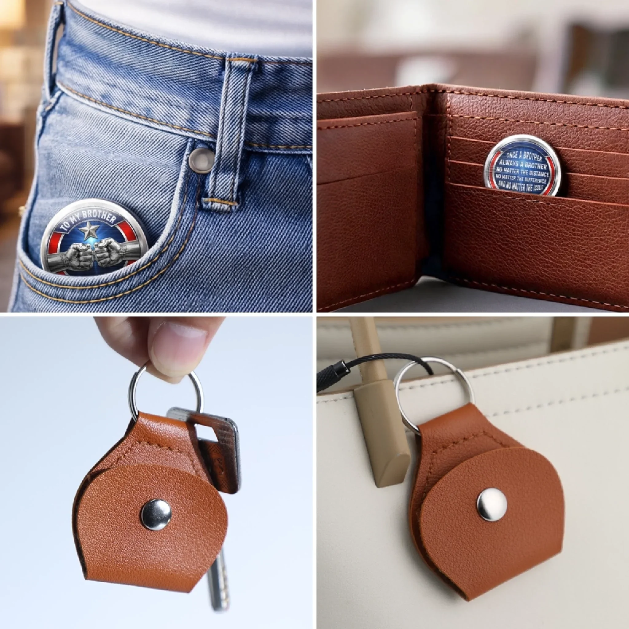 Custom Pocket Hug - Personalized America 250th Anniversary Gifts For Brother - Brothers Share One Soul - Image 12
