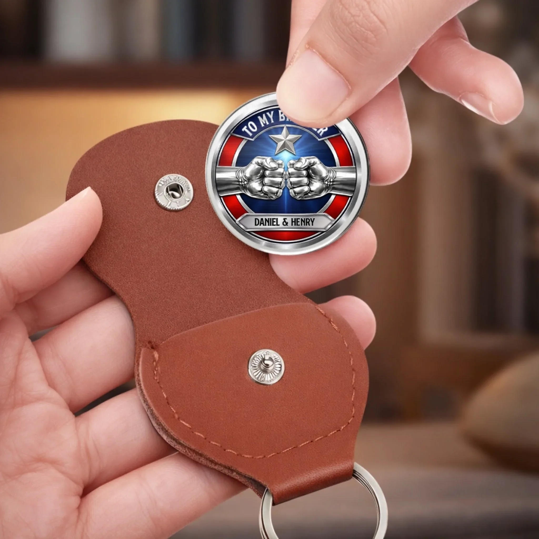 Custom Pocket Hug - Personalized America 250th Anniversary Gifts For Brother - Brothers Share One Soul - Image 9