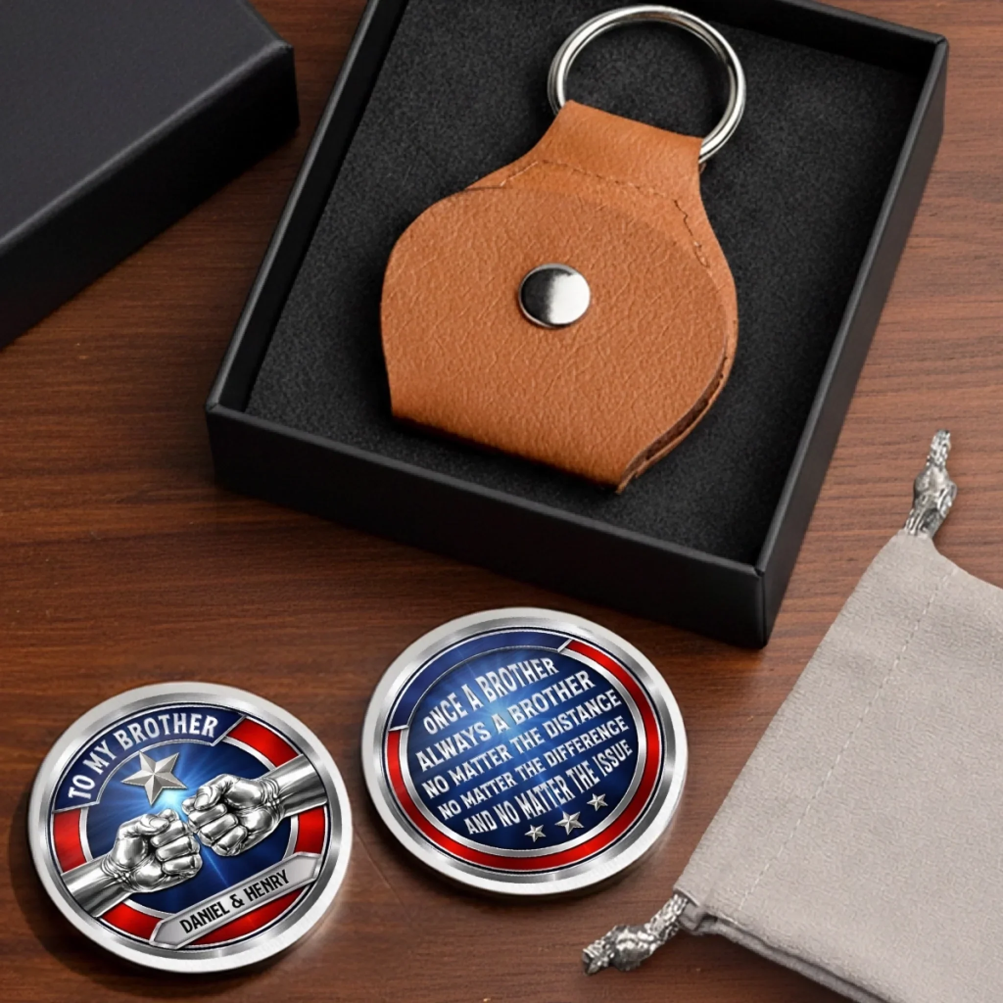 Custom Pocket Hug - Personalized America 250th Anniversary Gifts For Brother - One Soul, Two Brothers - Image 6
