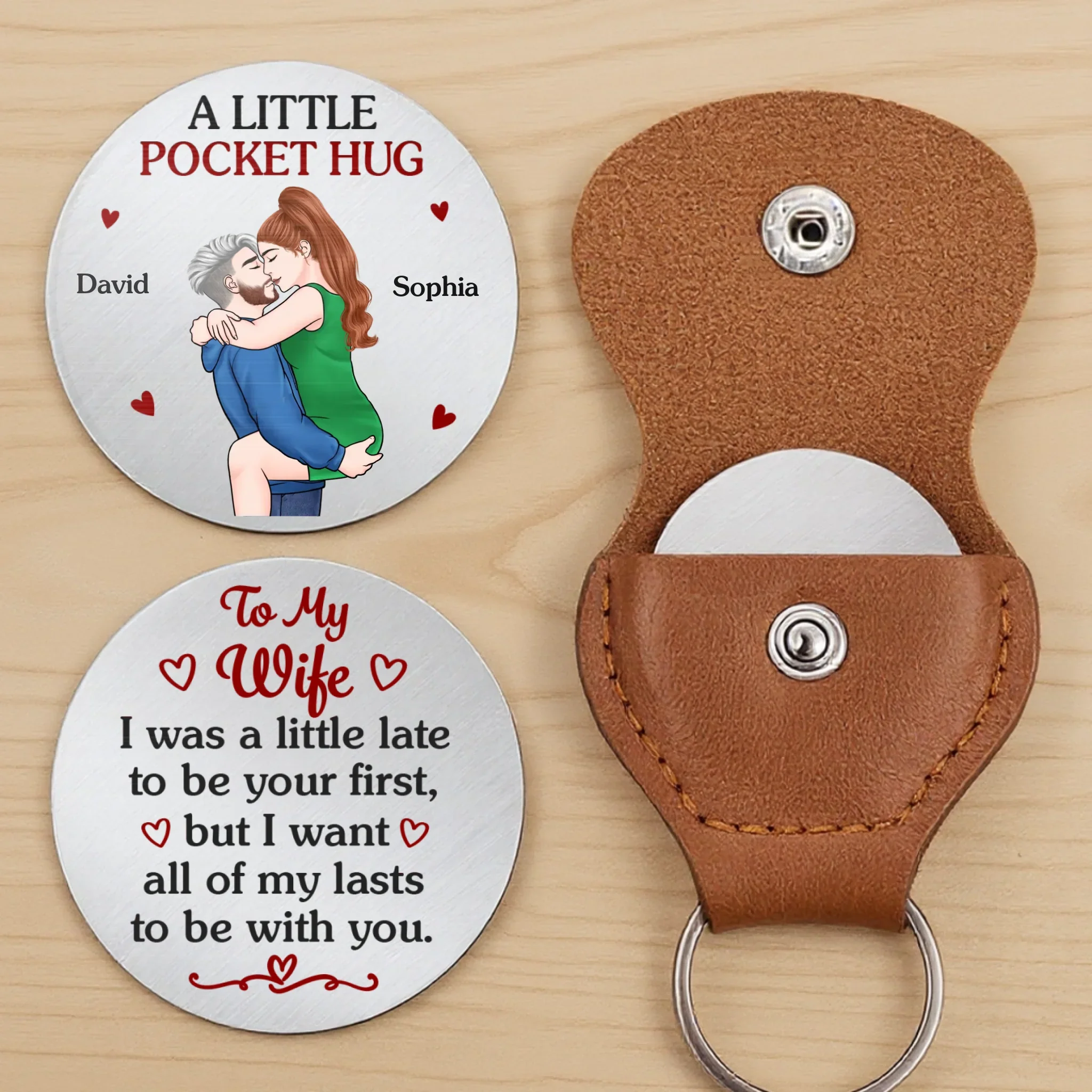 Custom Pocket Hug - Personalized Anniversary Christmas Wedding Gifts For Husband And Wife, Him And Her - A Little Hug To Keep With You - Image 2