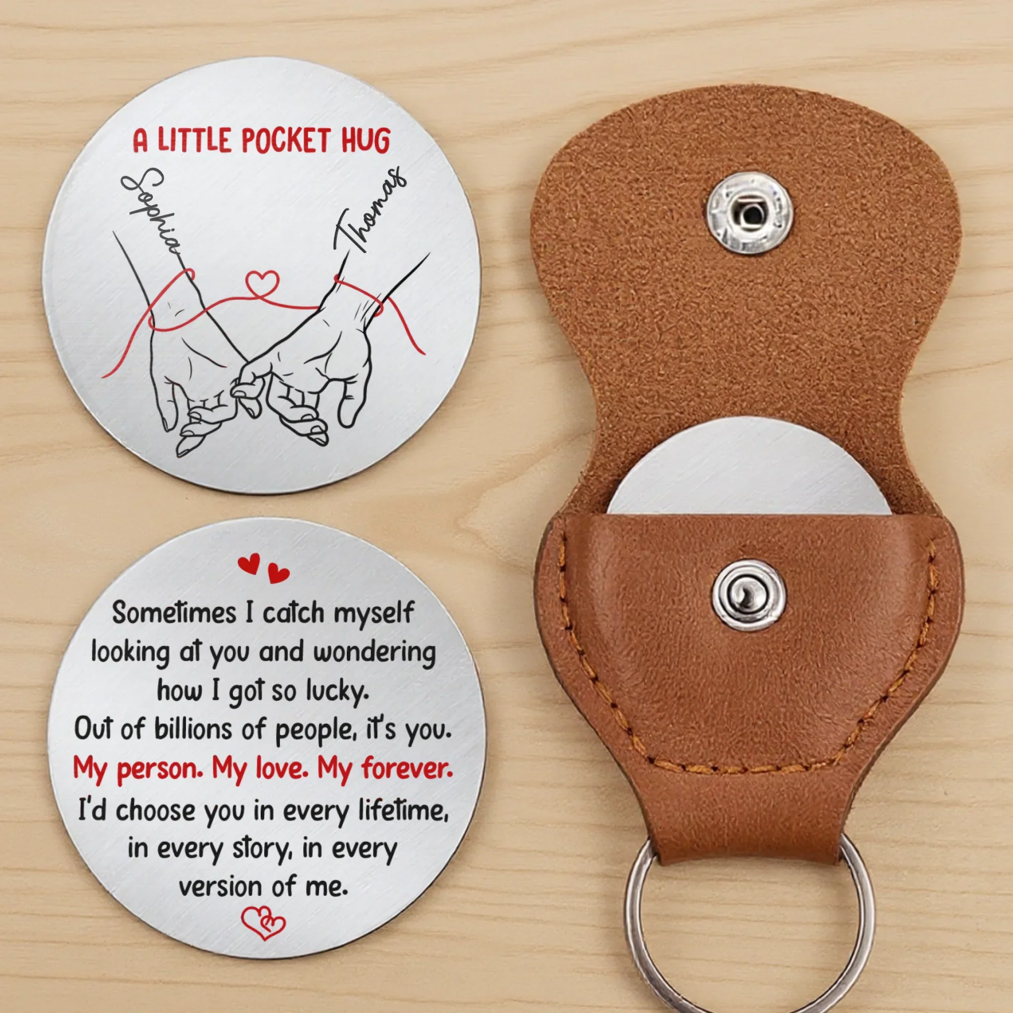 Custom Pocket Hug - Personalized Anniversary Wedding Gifts For Husband And Wife, Him And Her - Always Holding You Close - Image 2