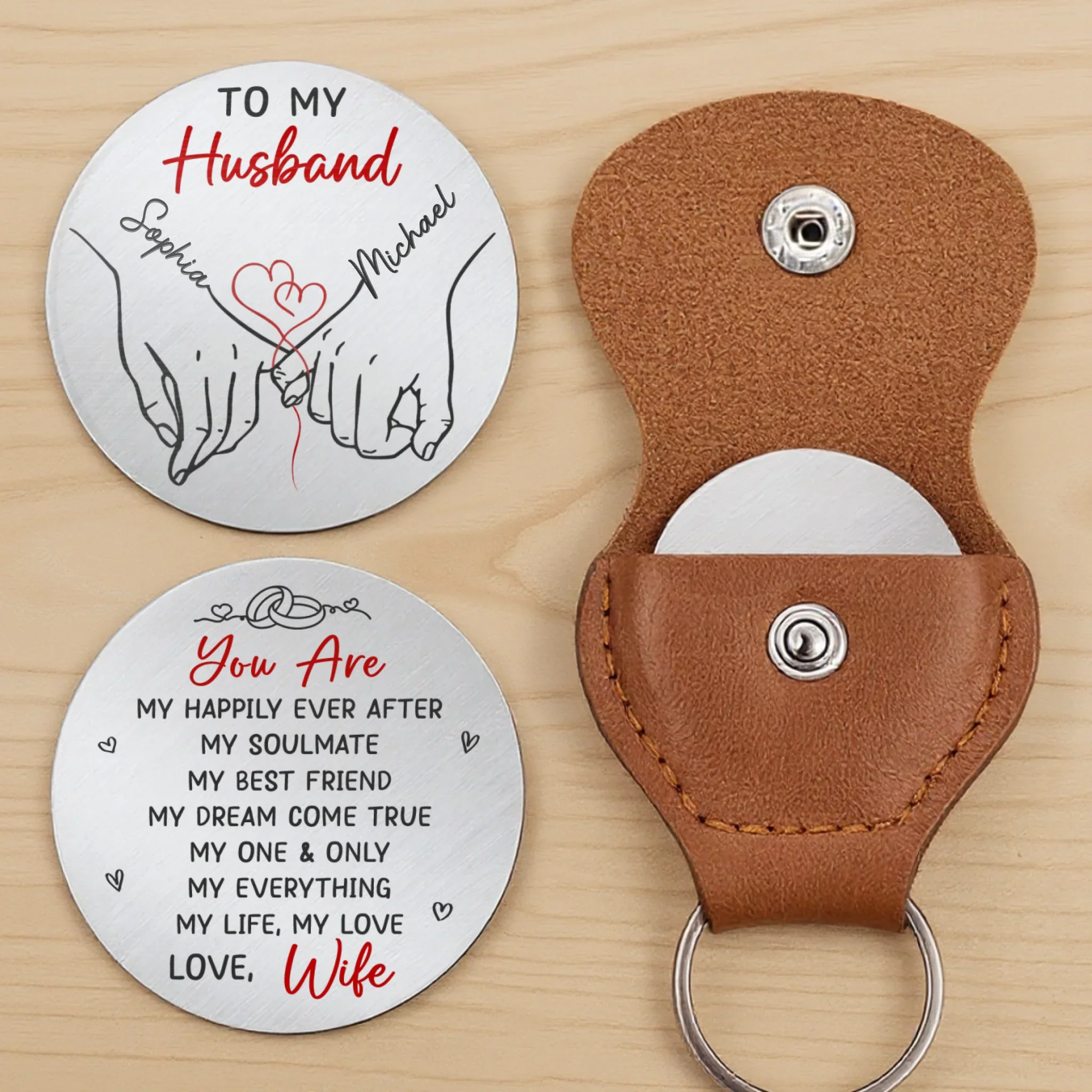Custom Pocket Hug - Personalized Anniversary Wedding Gifts For Husband And Wife, Him And Her - Hearts Aligned Moving Forward - Image 2