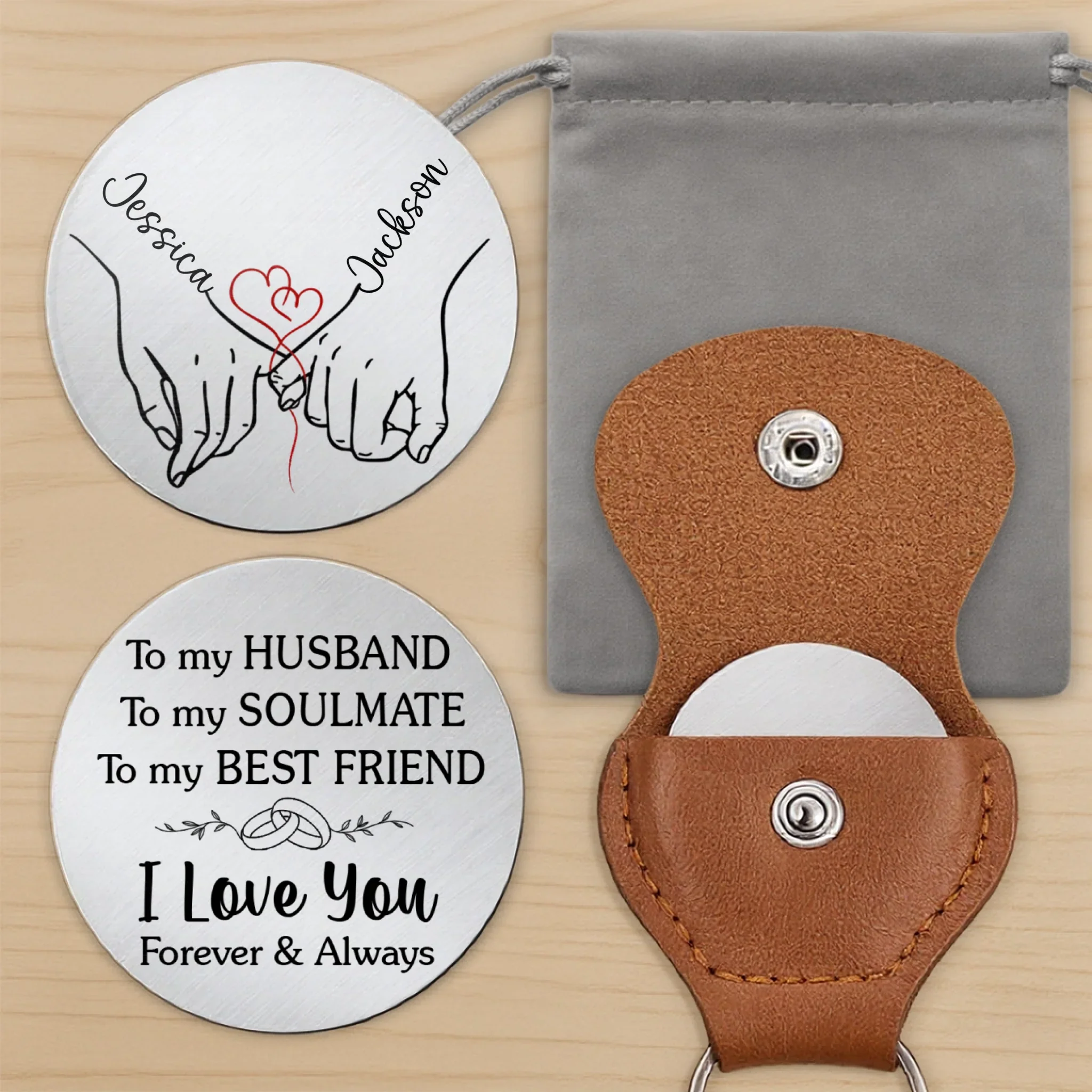 Custom Pocket Hug - Personalized Anniversary Wedding Gifts For Husband And Wife, Him And Her - Hearts Connected Staying Close - Image 7